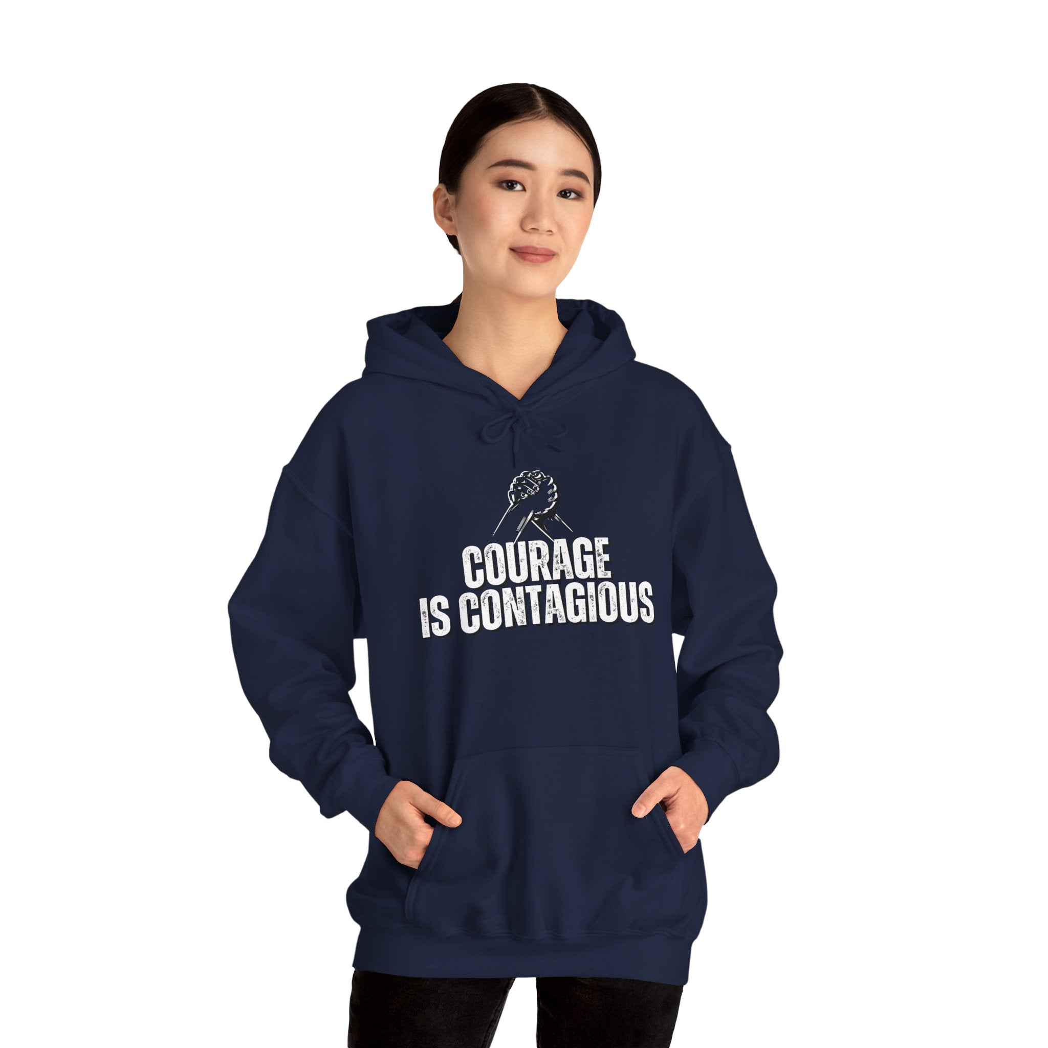 INSPIRED UNISEX Courage is Contagious Heavy Blend Hooded Sweatshirt