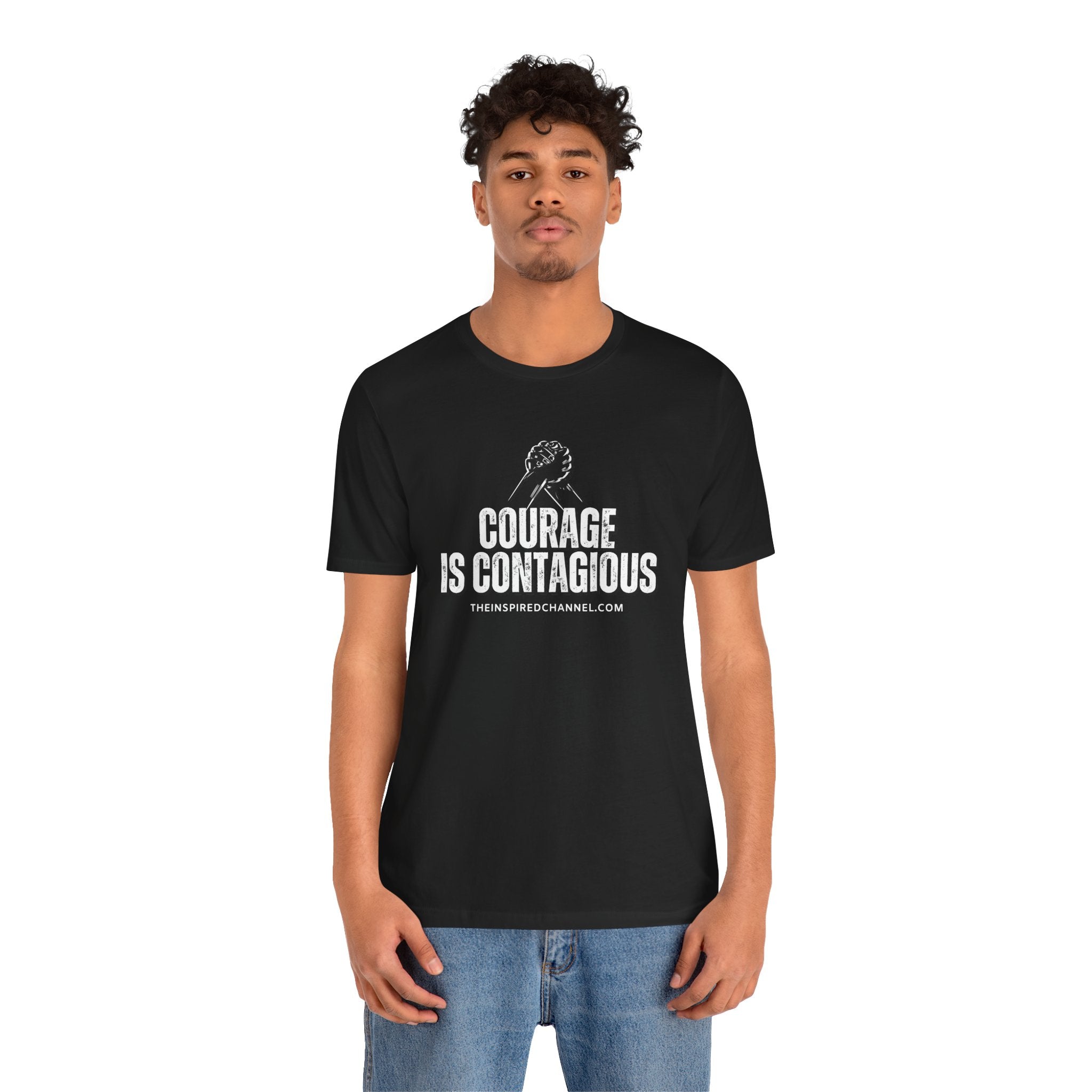 INSPIRED UNISEX Courage Is Contagious Jersey Short Sleeve Tee