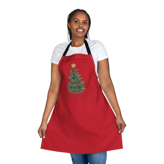 INSPIRED Christmas Tree Apron — "Merry & Bright" Holiday Kitchen Apron
