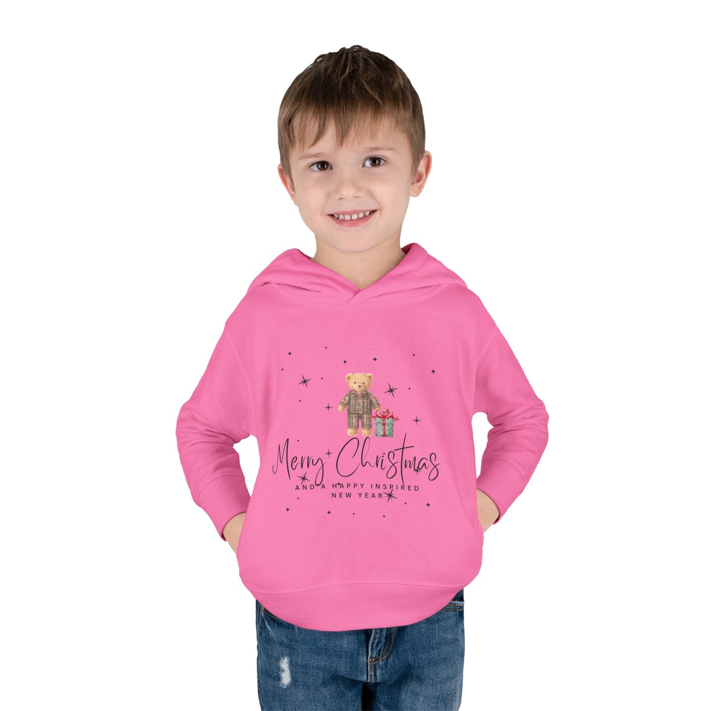 INSPIRED Toddler Hoodie - Merry Christmas Teddy Bear Holiday