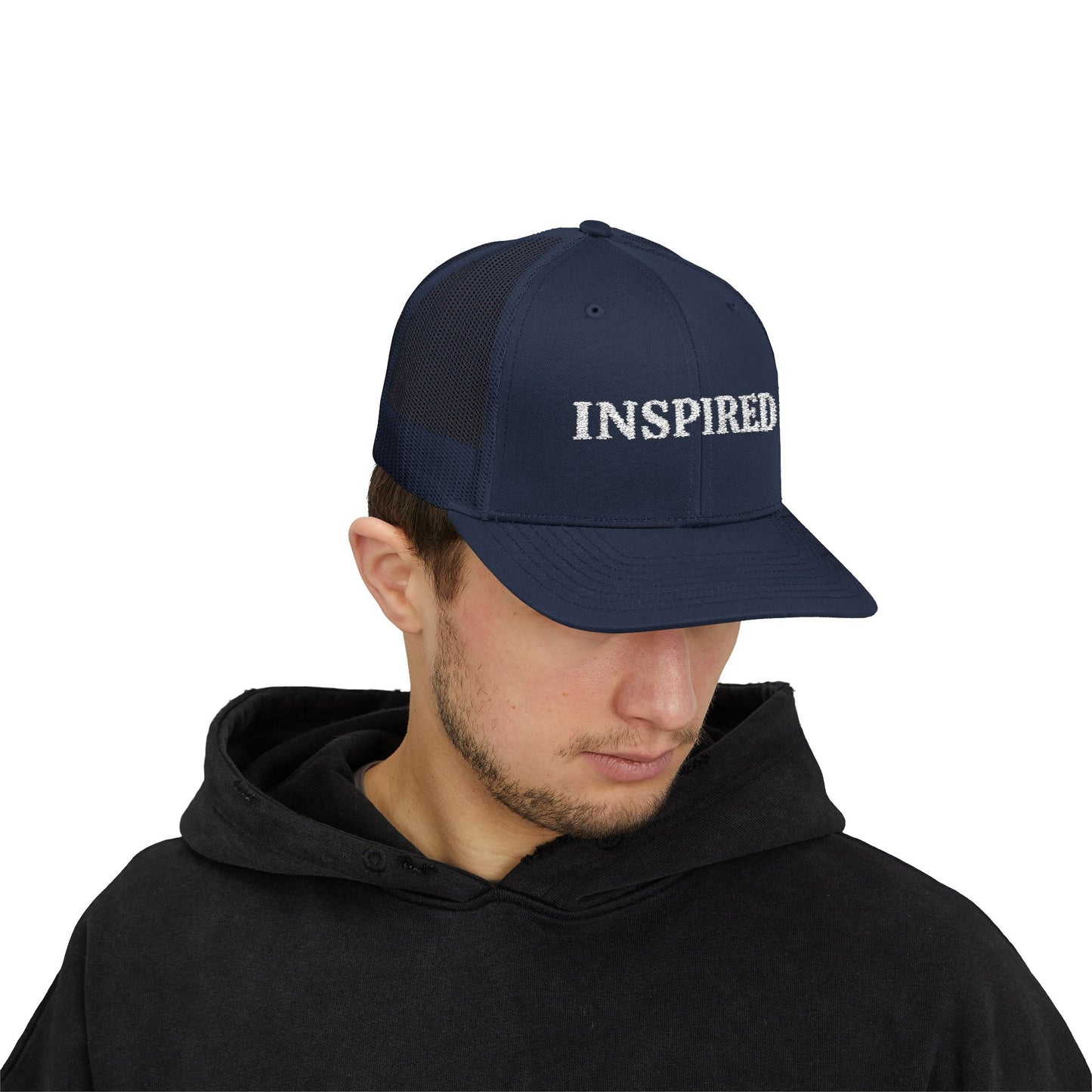 Inspired Snapback Trucker Cap — Rhinestone 'INSPIRED' Mesh Hat