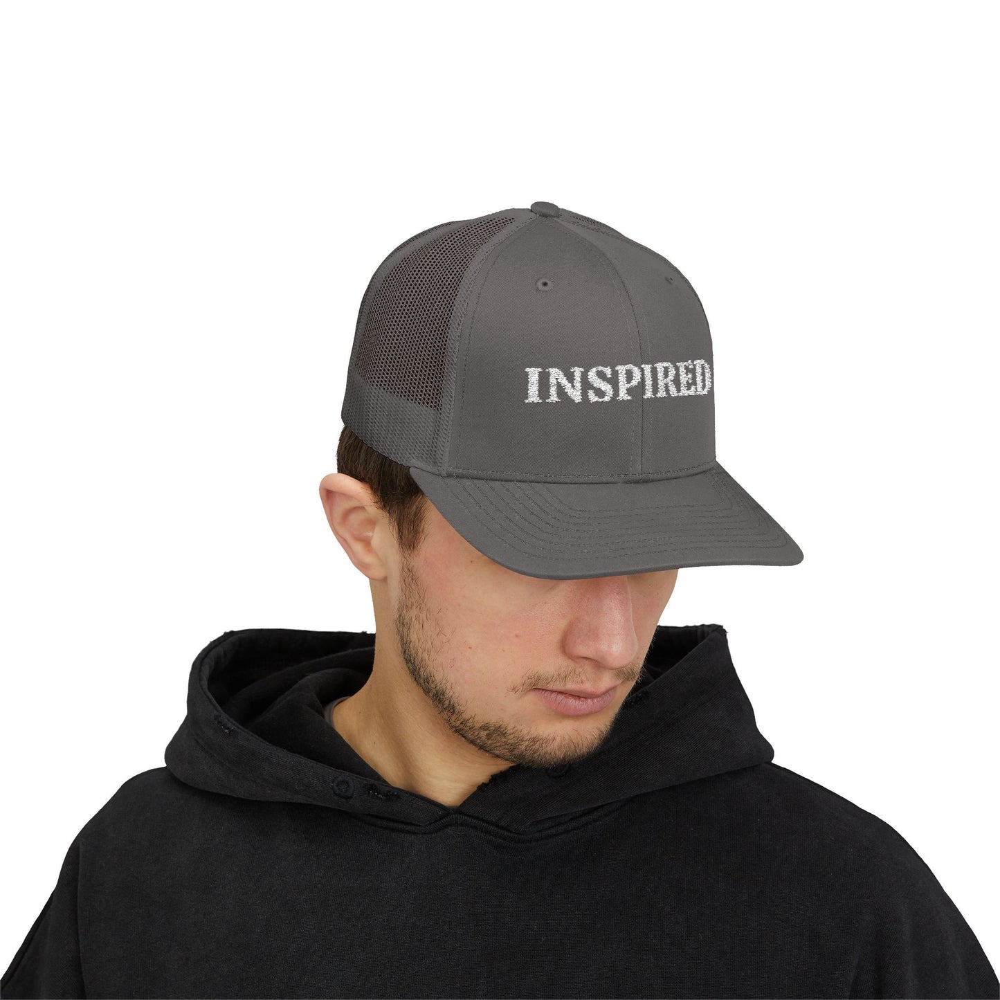 Inspired Snapback Trucker Cap — Rhinestone 'INSPIRED' Mesh Hat