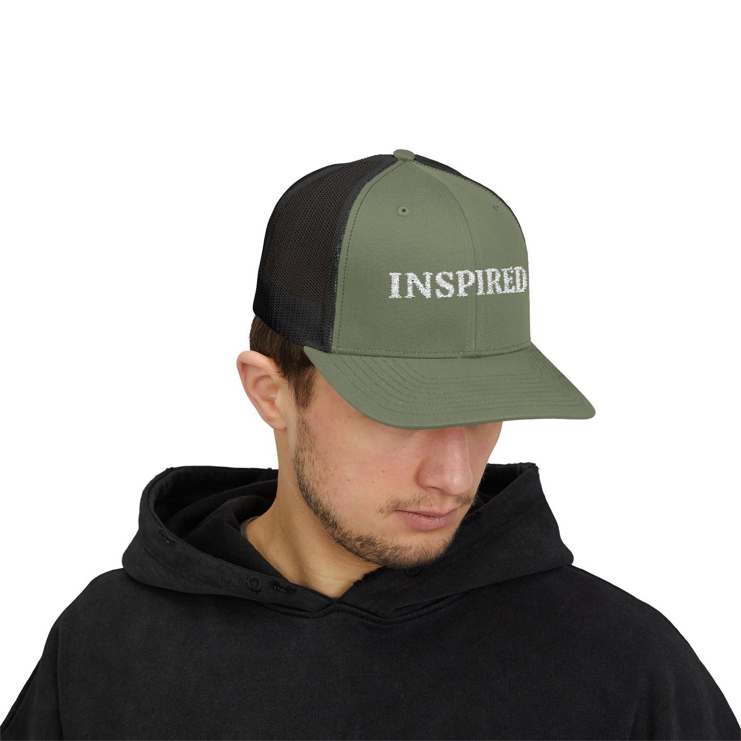 Inspired Snapback Trucker Cap — Rhinestone 'INSPIRED' Mesh Hat