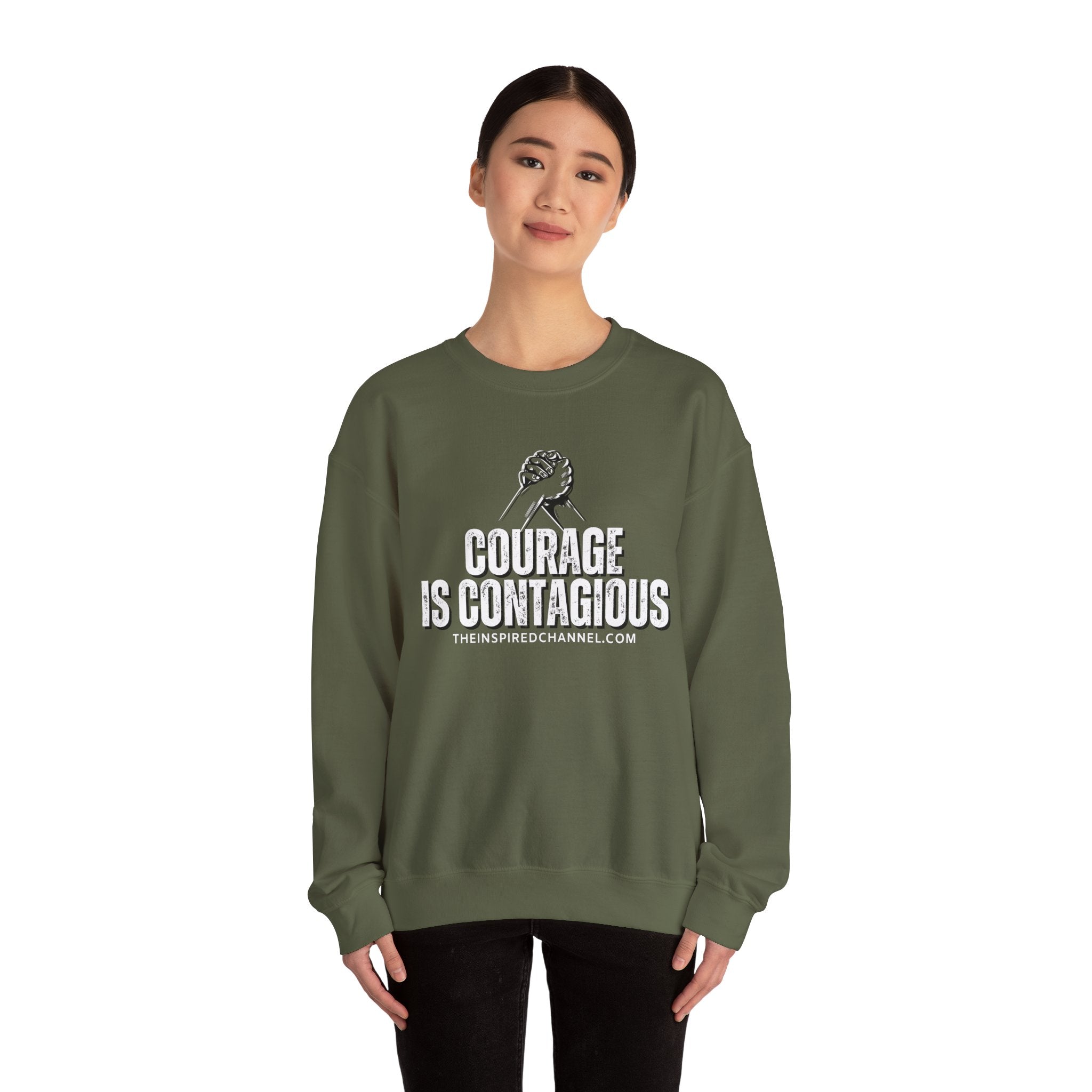 INSPIRED UNISEX Courage Is Contagious Unisex Heavy Blend Crewneck Sweatshirt