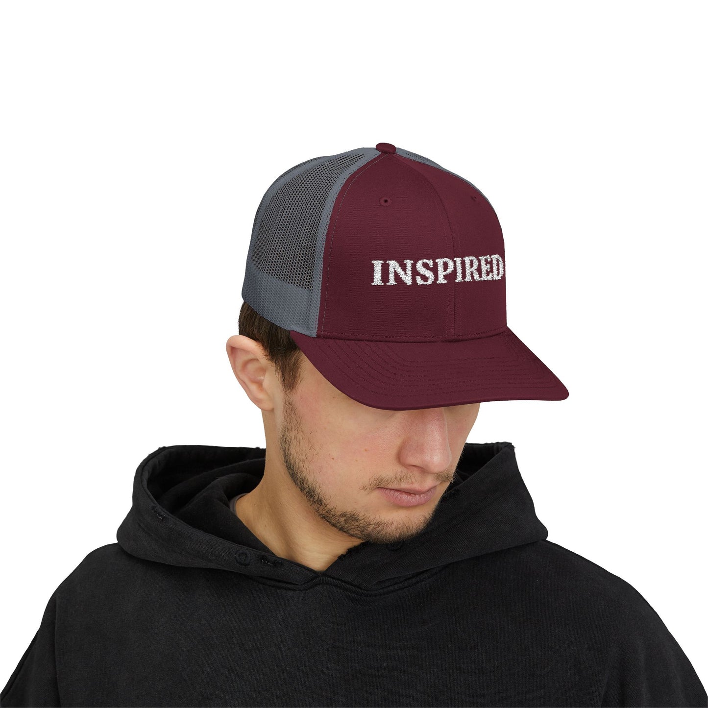 Inspired Snapback Trucker Cap — Rhinestone 'INSPIRED' Mesh Hat
