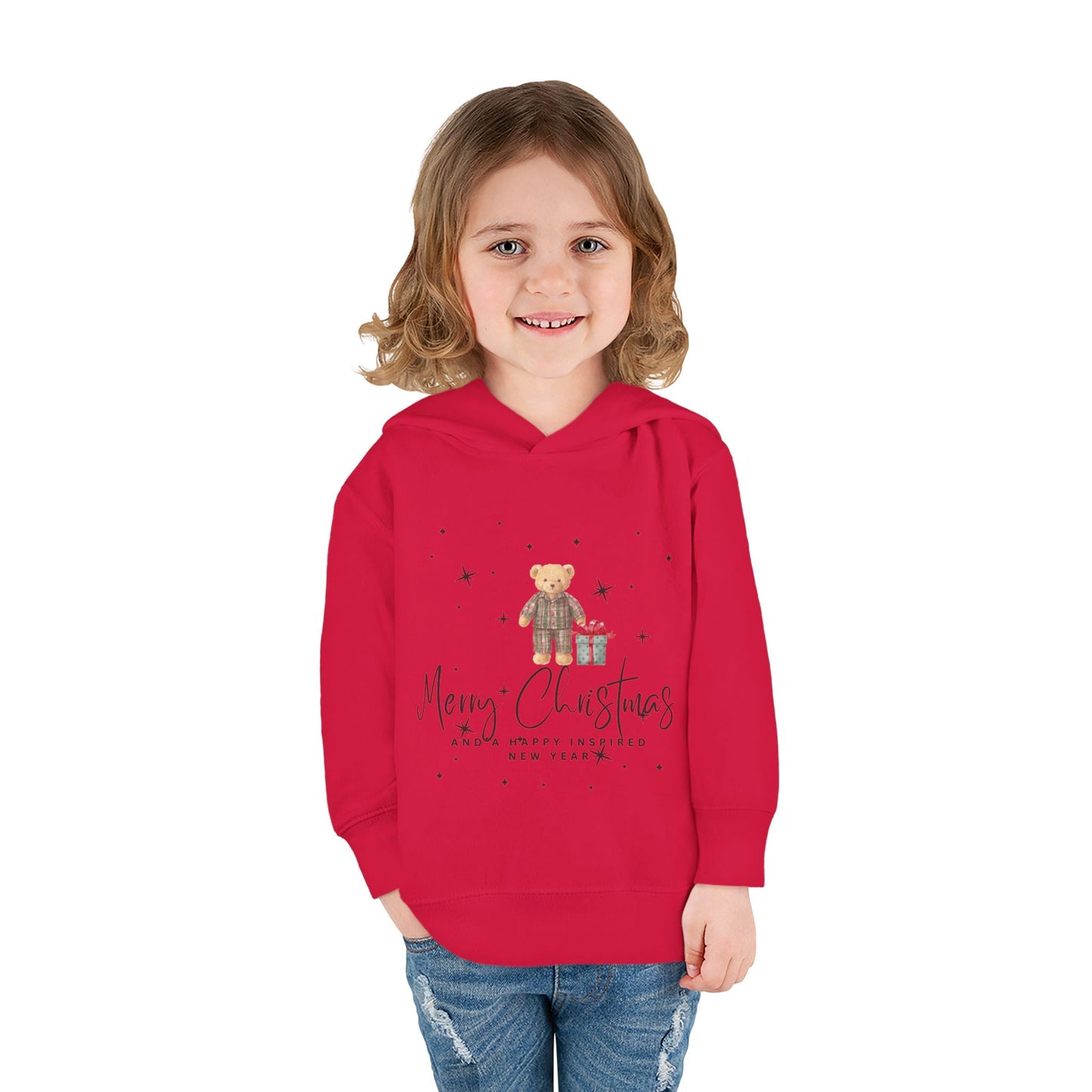 INSPIRED Toddler Hoodie - Merry Christmas Teddy Bear Holiday