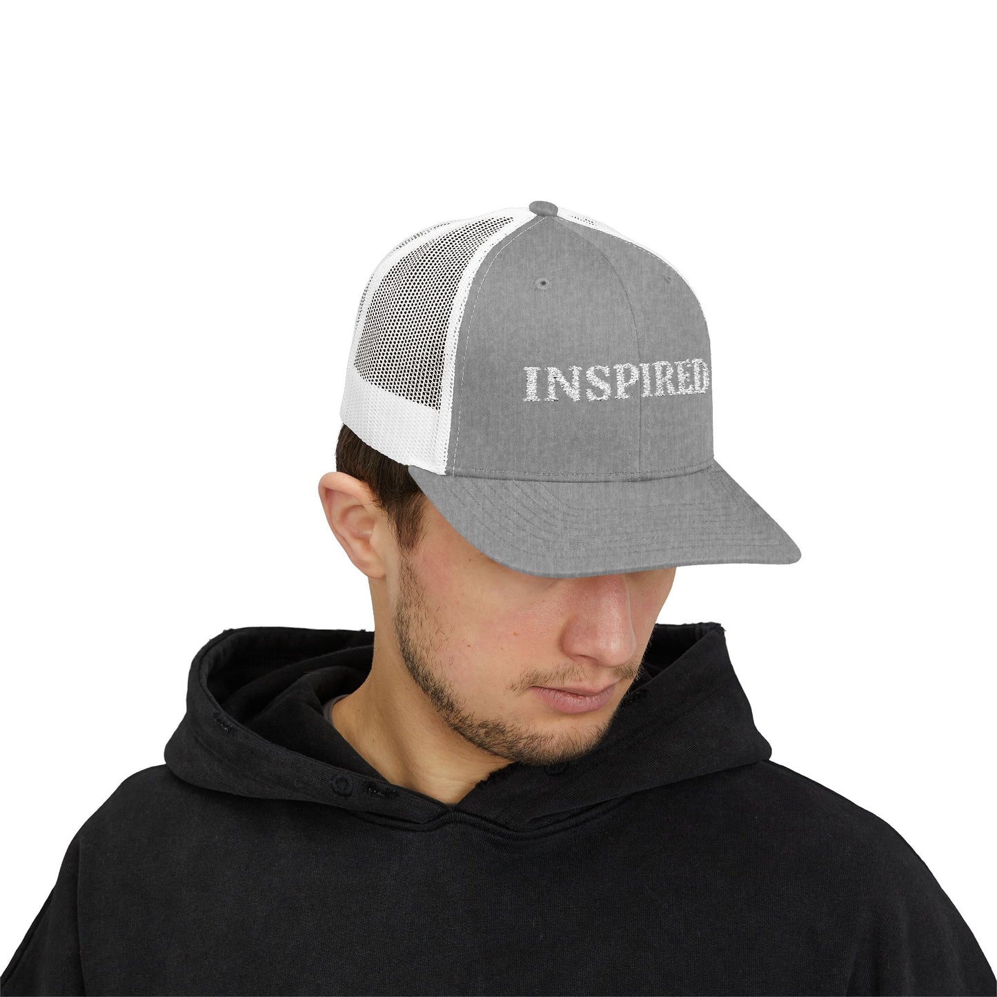 Inspired Snapback Trucker Cap — Rhinestone 'INSPIRED' Mesh Hat