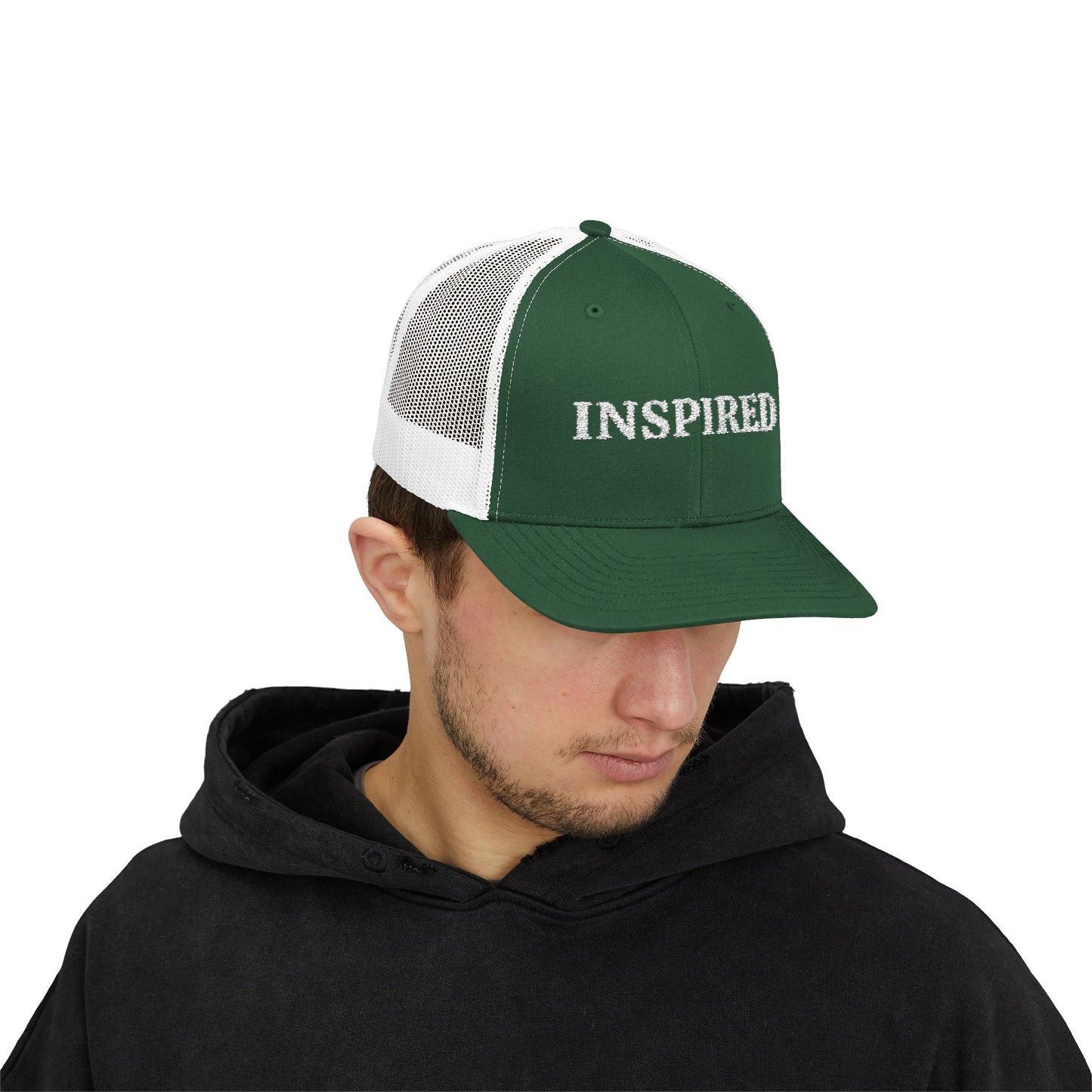 Inspired Snapback Trucker Cap — Rhinestone 'INSPIRED' Mesh Hat