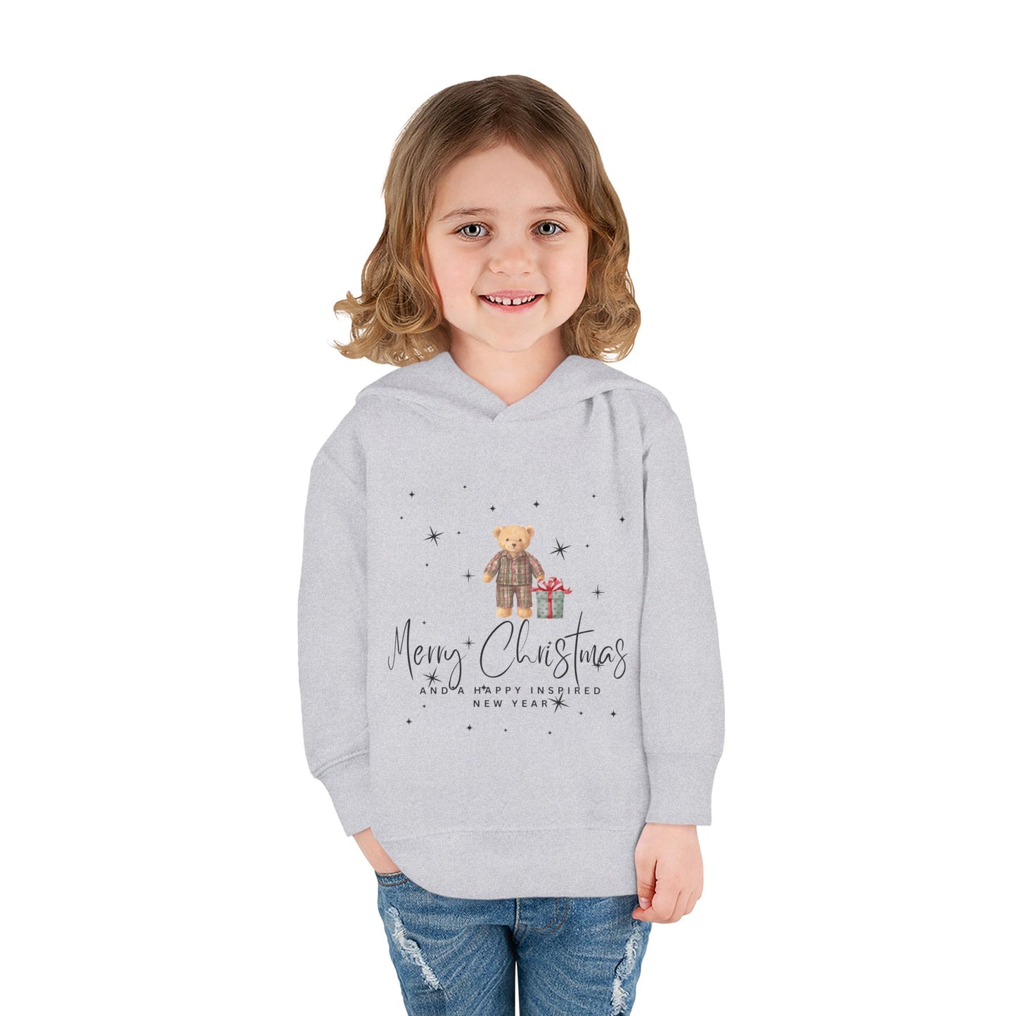 INSPIRED Toddler Hoodie - Merry Christmas Teddy Bear Holiday