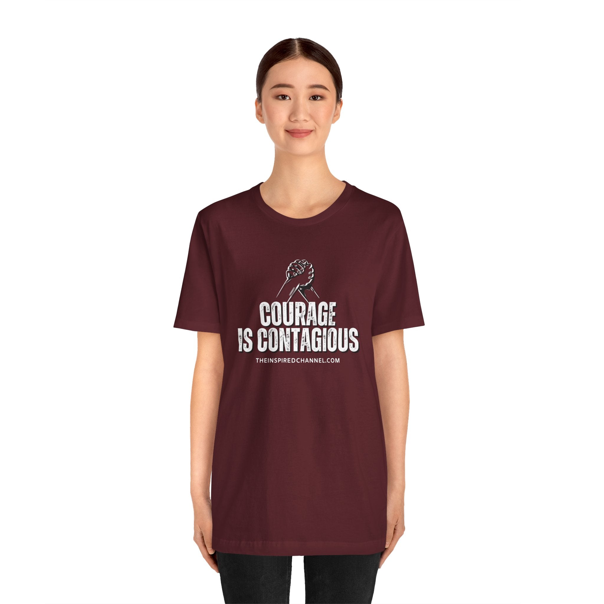 INSPIRED UNISEX Courage Is Contagious Jersey Short Sleeve Tee