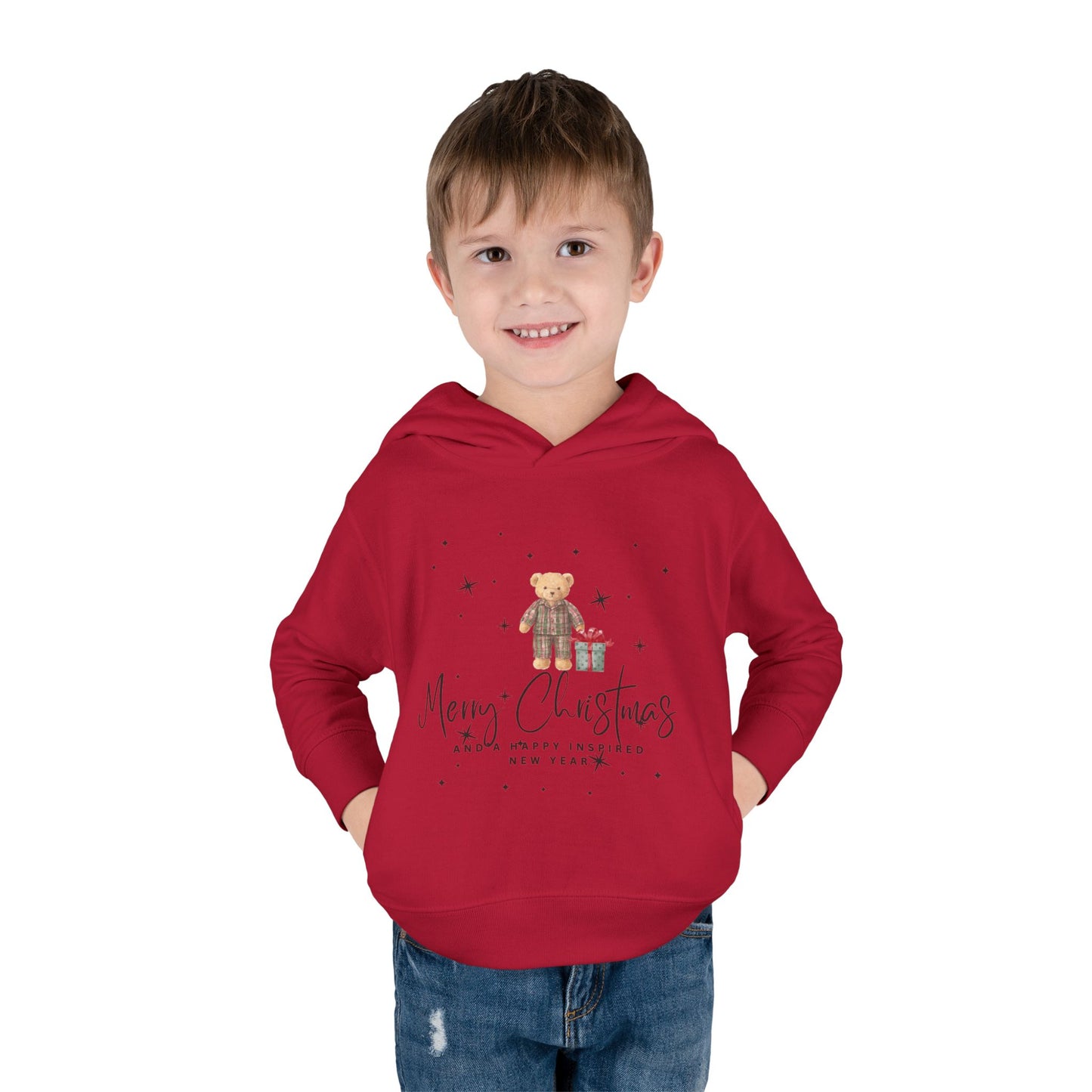 INSPIRED Toddler Hoodie - Merry Christmas Teddy Bear Holiday