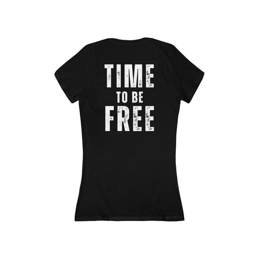 INSPIRED Time To Be Free WOMEN'S Jersey Short Sleeve Deep V-Neck Tee