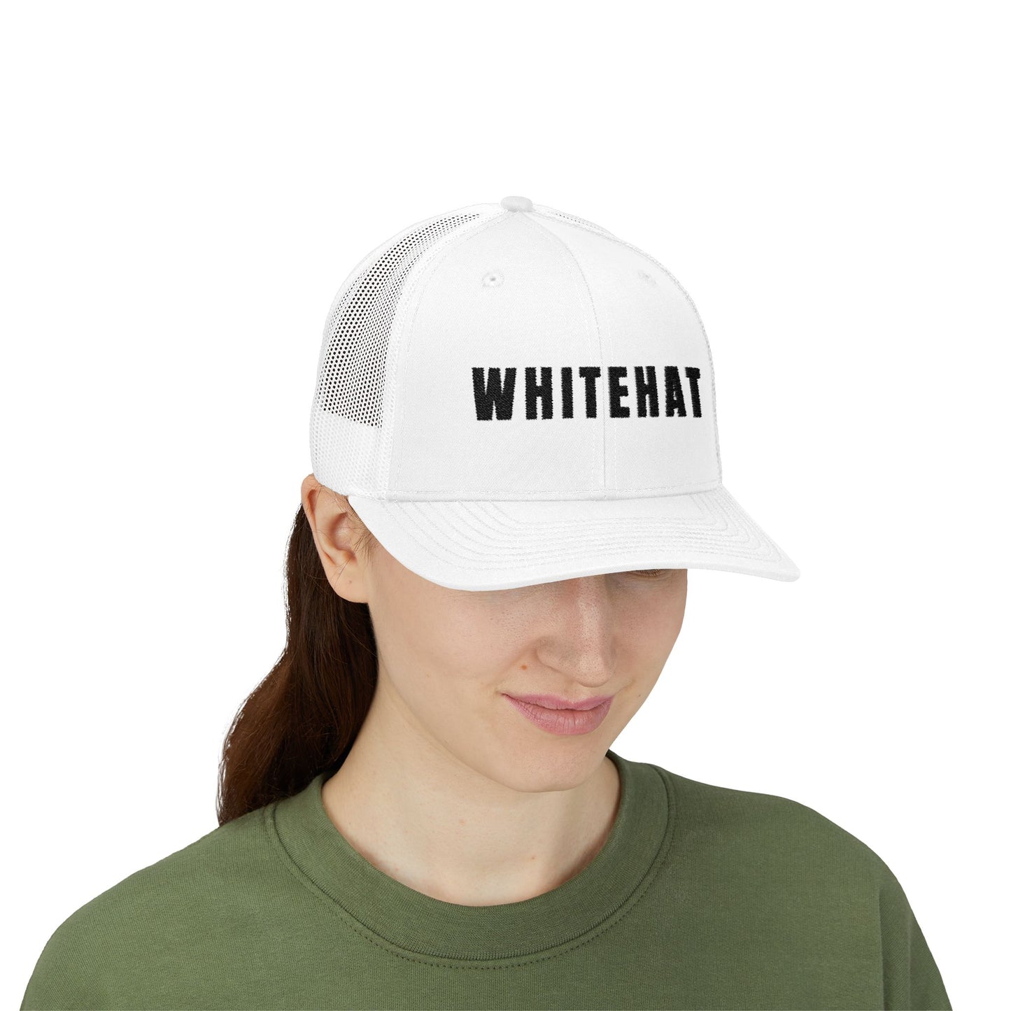 INSPIRED WHITEHAT W Trucker Cap  Embroidered Mesh Snapback