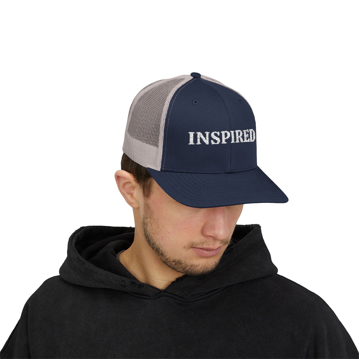 Inspired Snapback Trucker Cap — Rhinestone 'INSPIRED' Mesh Hat