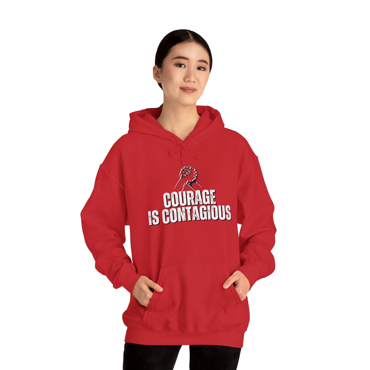 INSPIRED UNISEX Courage is Contagious Heavy Blend Hooded Sweatshirt