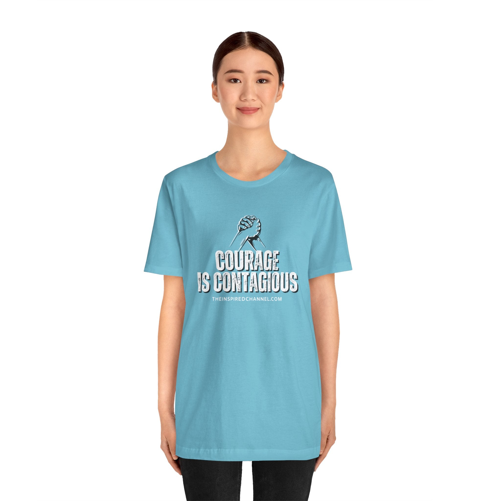 INSPIRED UNISEX Courage Is Contagious Jersey Short Sleeve Tee