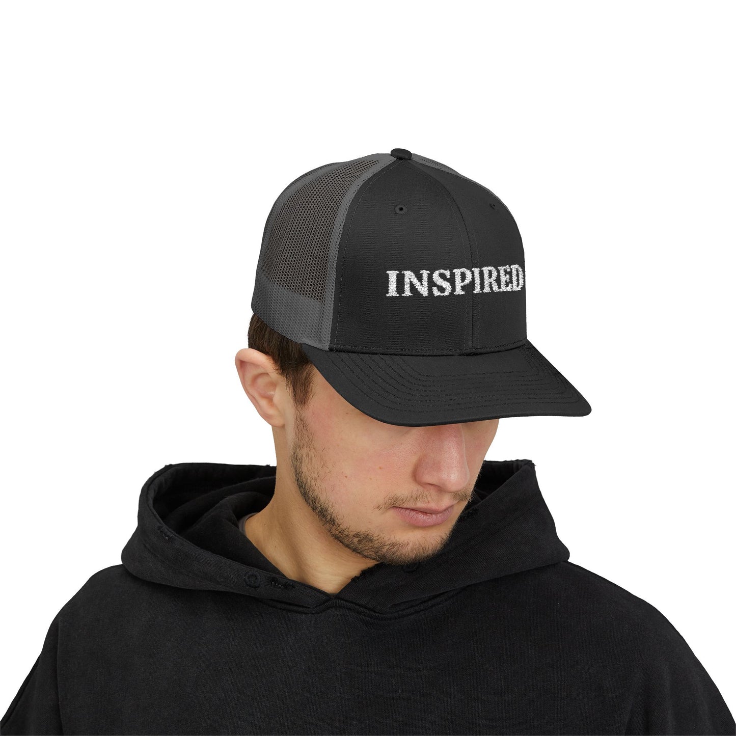 Inspired Snapback Trucker Cap — Rhinestone 'INSPIRED' Mesh Hat