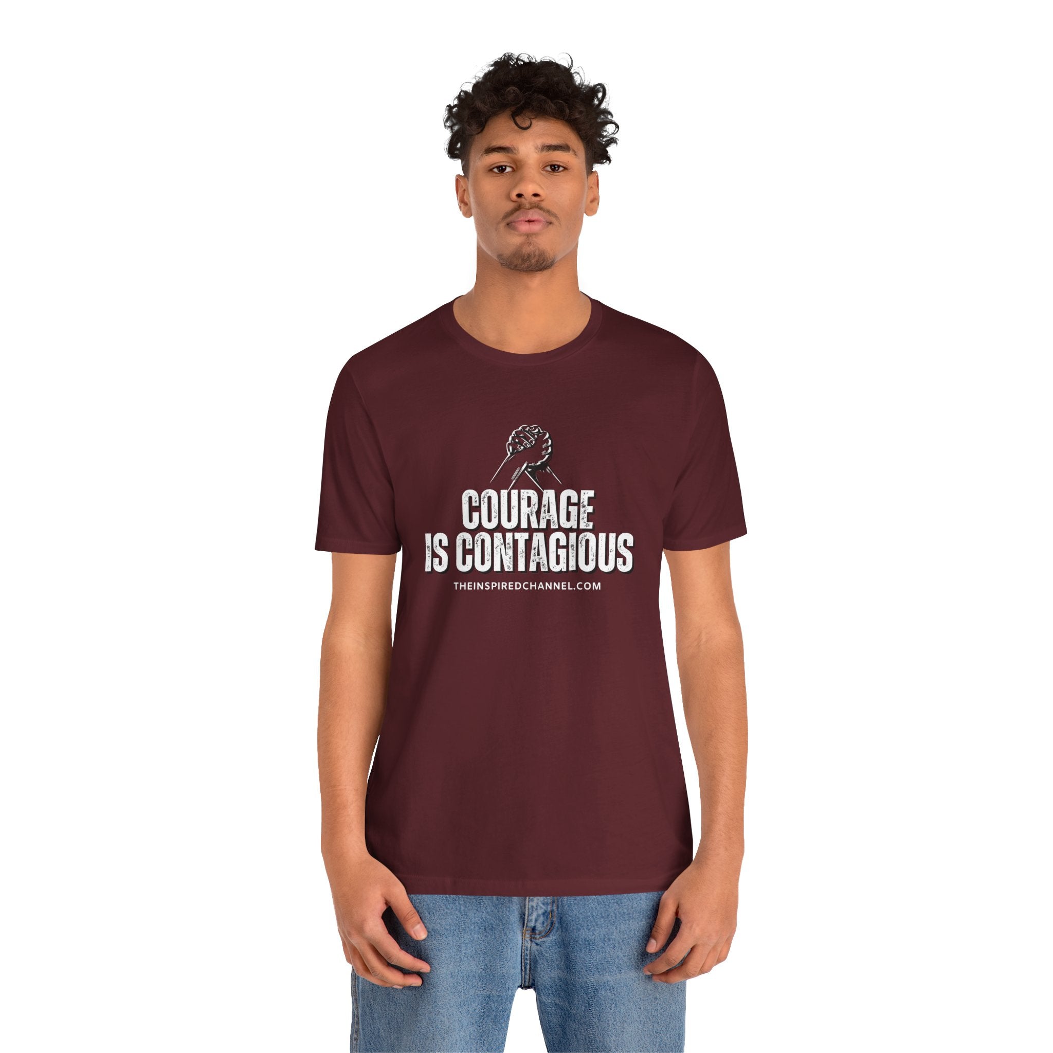 INSPIRED UNISEX Courage Is Contagious Jersey Short Sleeve Tee