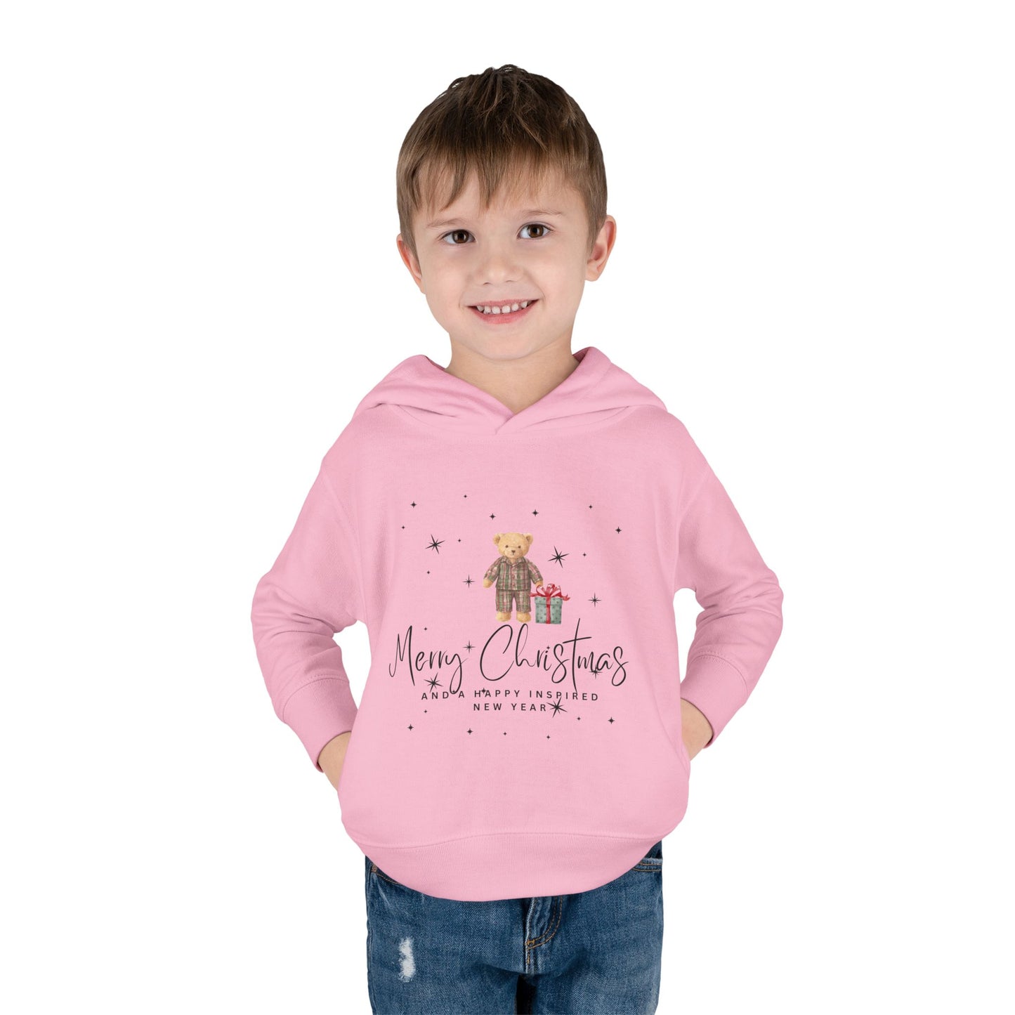 INSPIRED Toddler Hoodie - Merry Christmas Teddy Bear Holiday