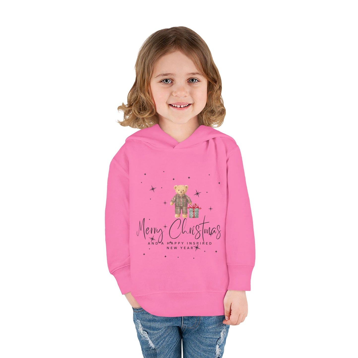 INSPIRED Toddler Hoodie - Merry Christmas Teddy Bear Holiday