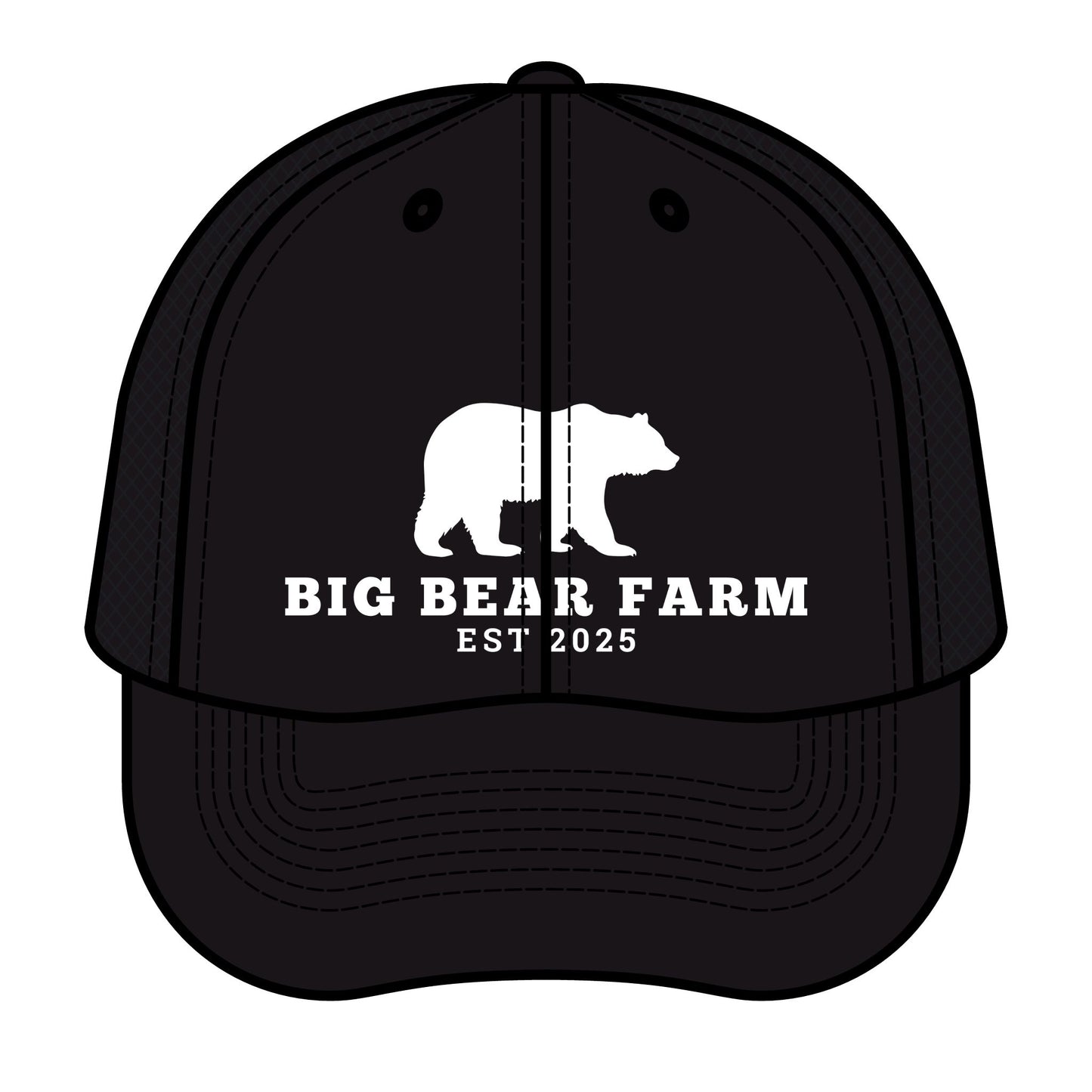 Big Bear Farm Trucker Hat — Retro Farmhouse Mesh Cap