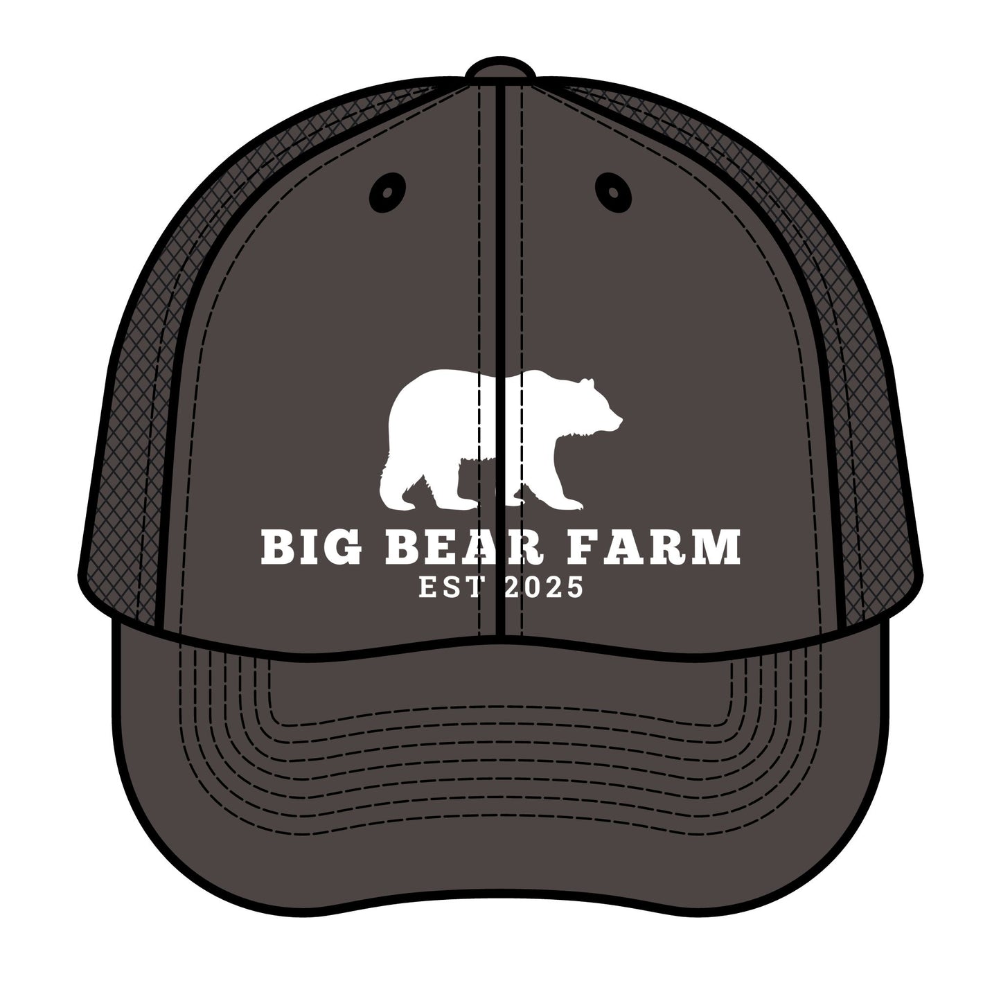 Big Bear Farm Trucker Hat — Retro Farmhouse Mesh Cap