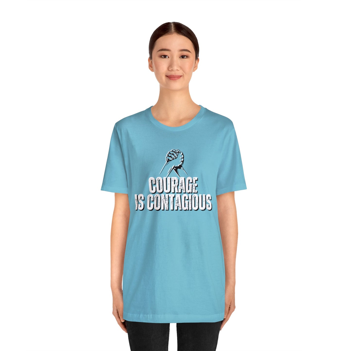 INSPIRED Women Courage Is Contagious Jersey Short Sleeve Tee