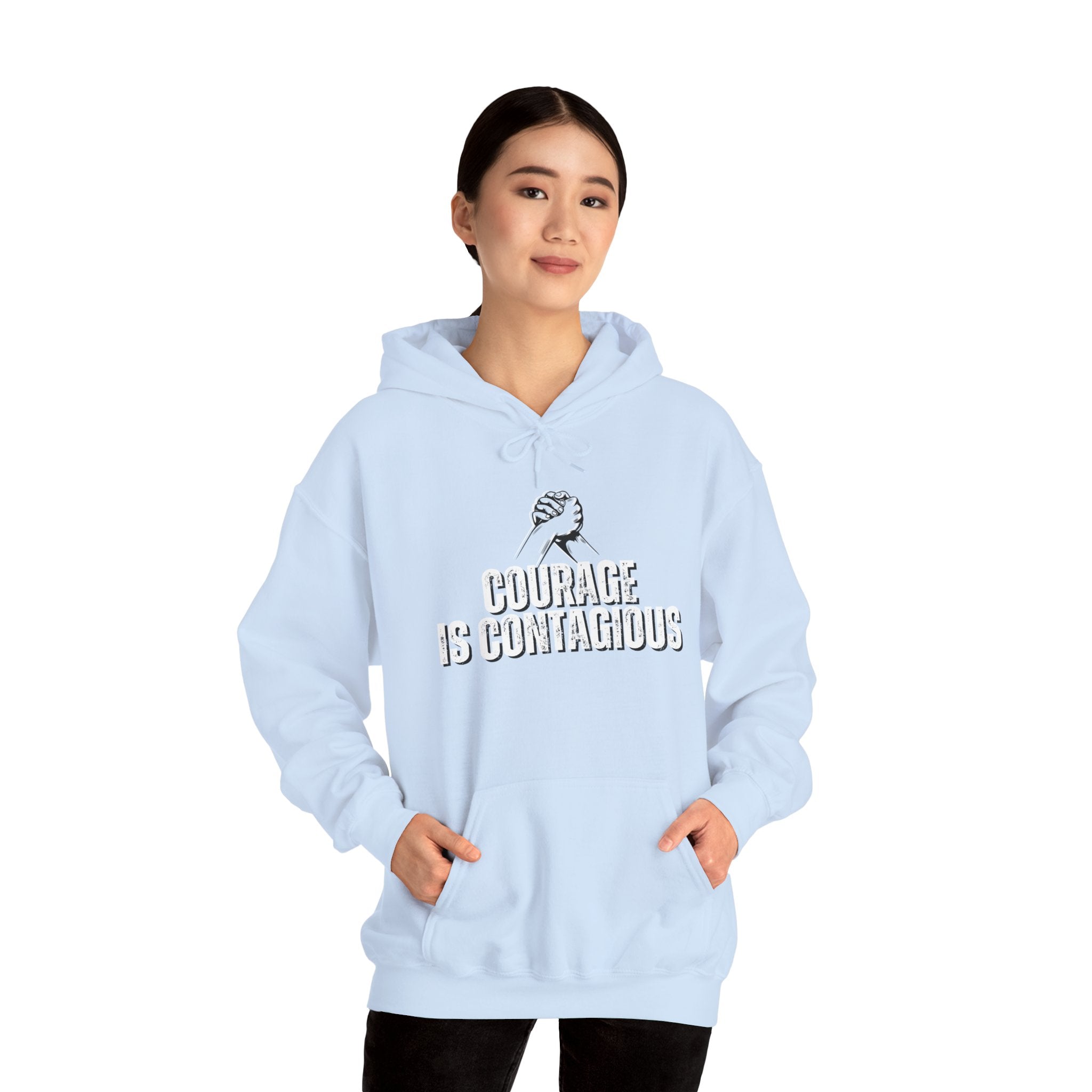 INSPIRED UNISEX Courage is Contagious Heavy Blend Hooded Sweatshirt