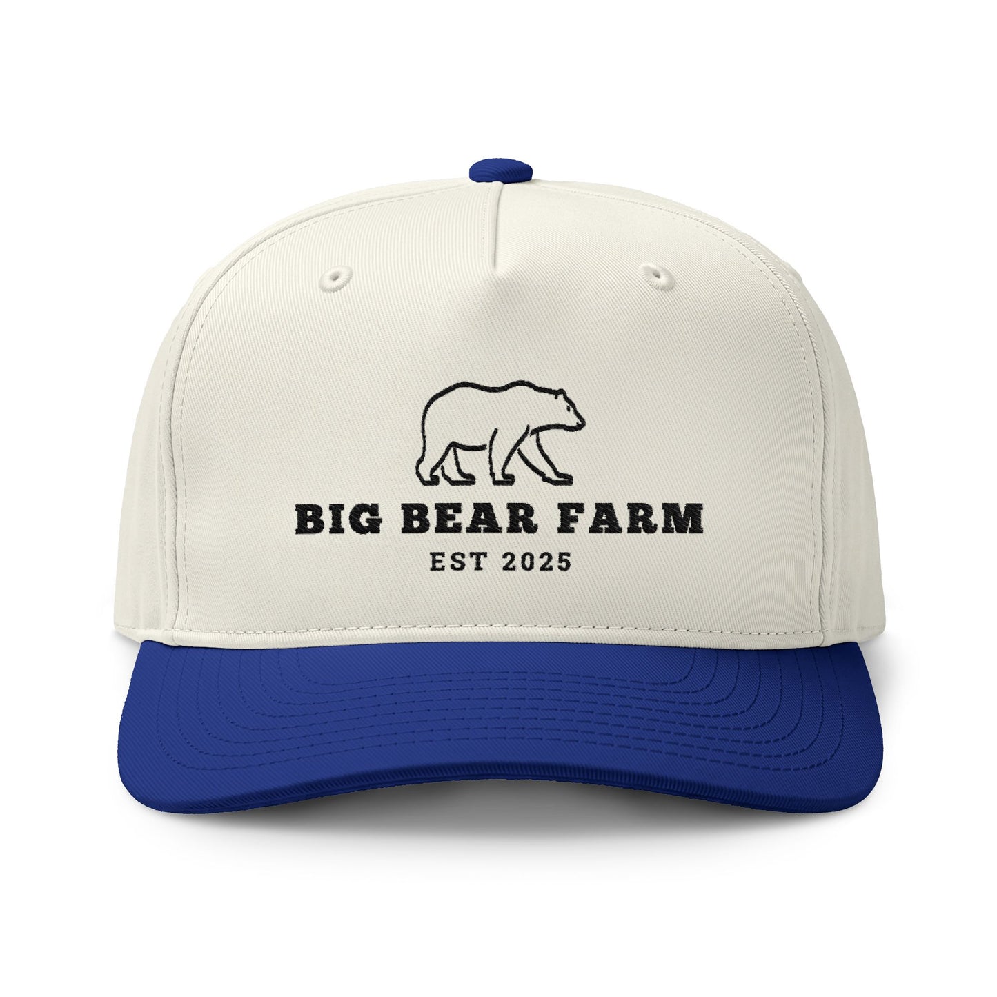 INSPIRED Big Bear Farm Two-Tone Cap — Embroidered Bear Logo Dad Hat (Est. 2025)