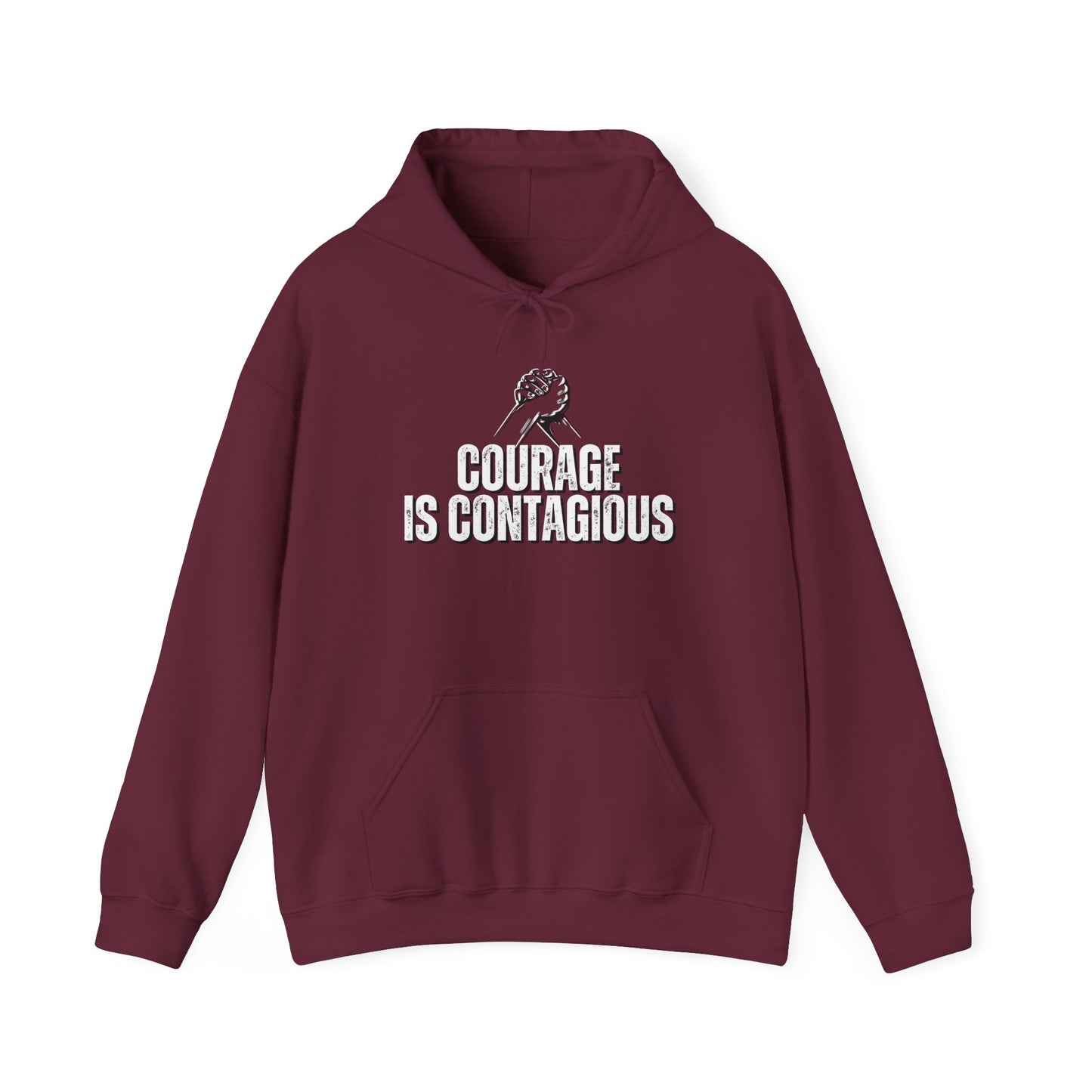 INSPIRED UNISEX Courage is Contagious Heavy Blend Hooded Sweatshirt