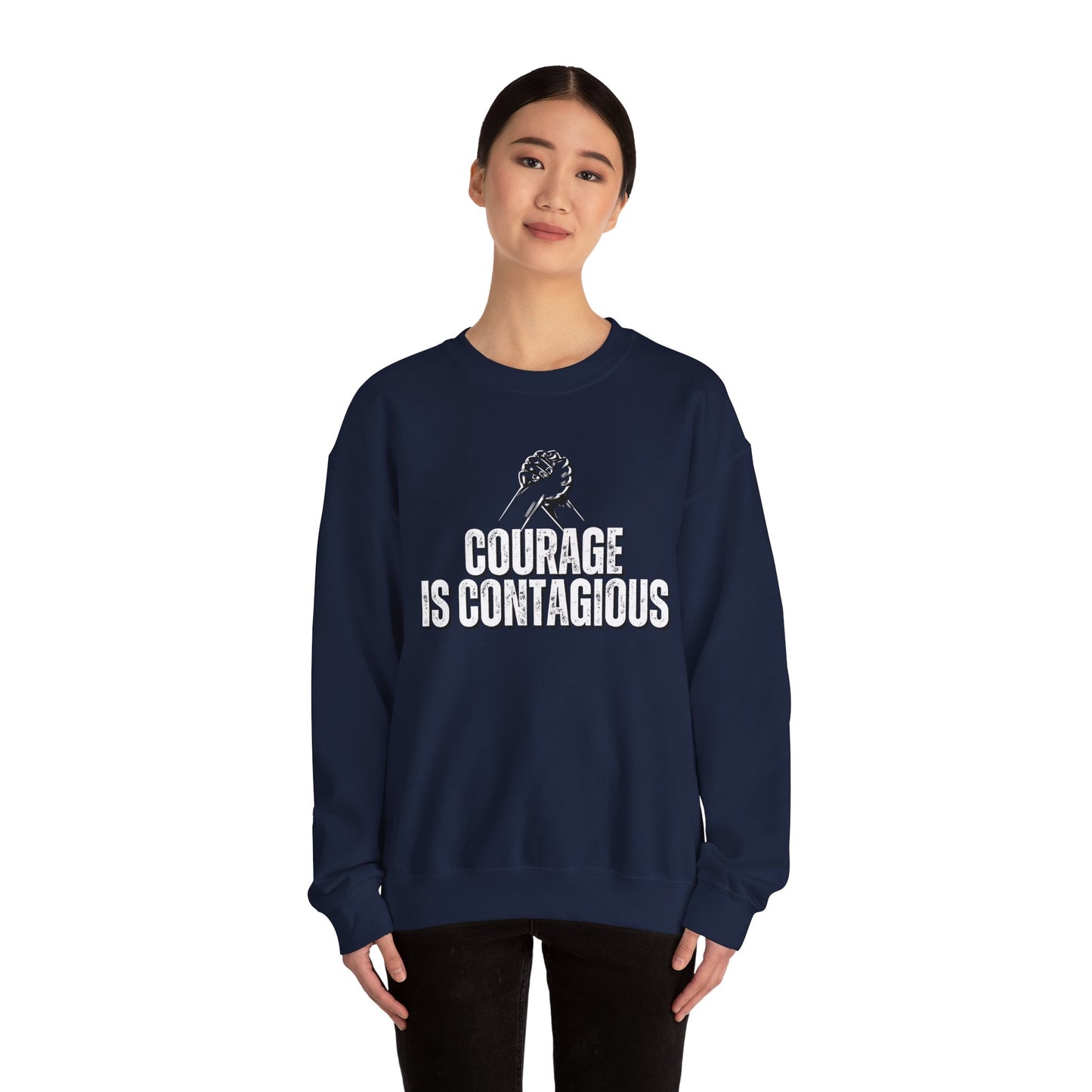 INSPIRED UNISEX Courage Is Contagious Unisex Heavy Blend Crewneck Sweatshirt