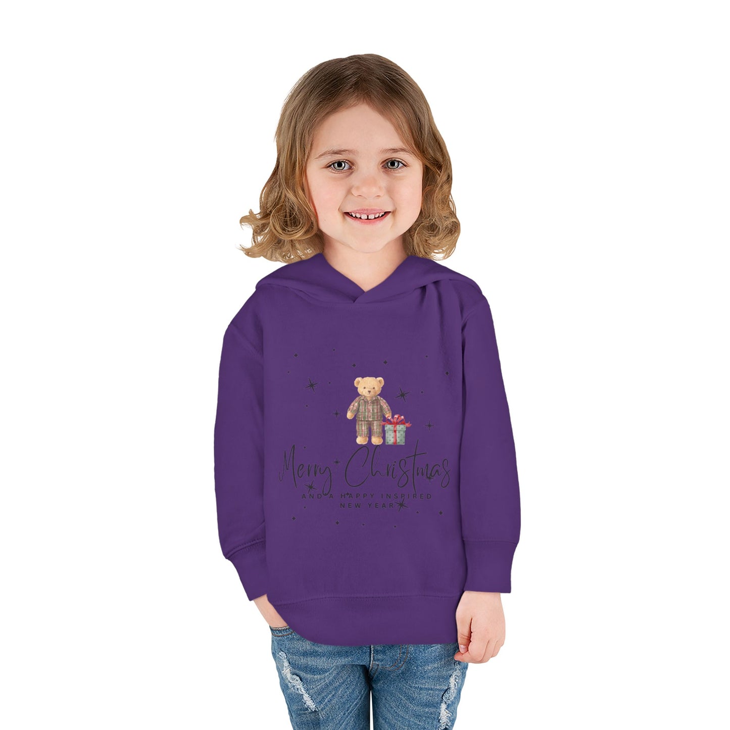 INSPIRED Toddler Hoodie - Merry Christmas Teddy Bear Holiday
