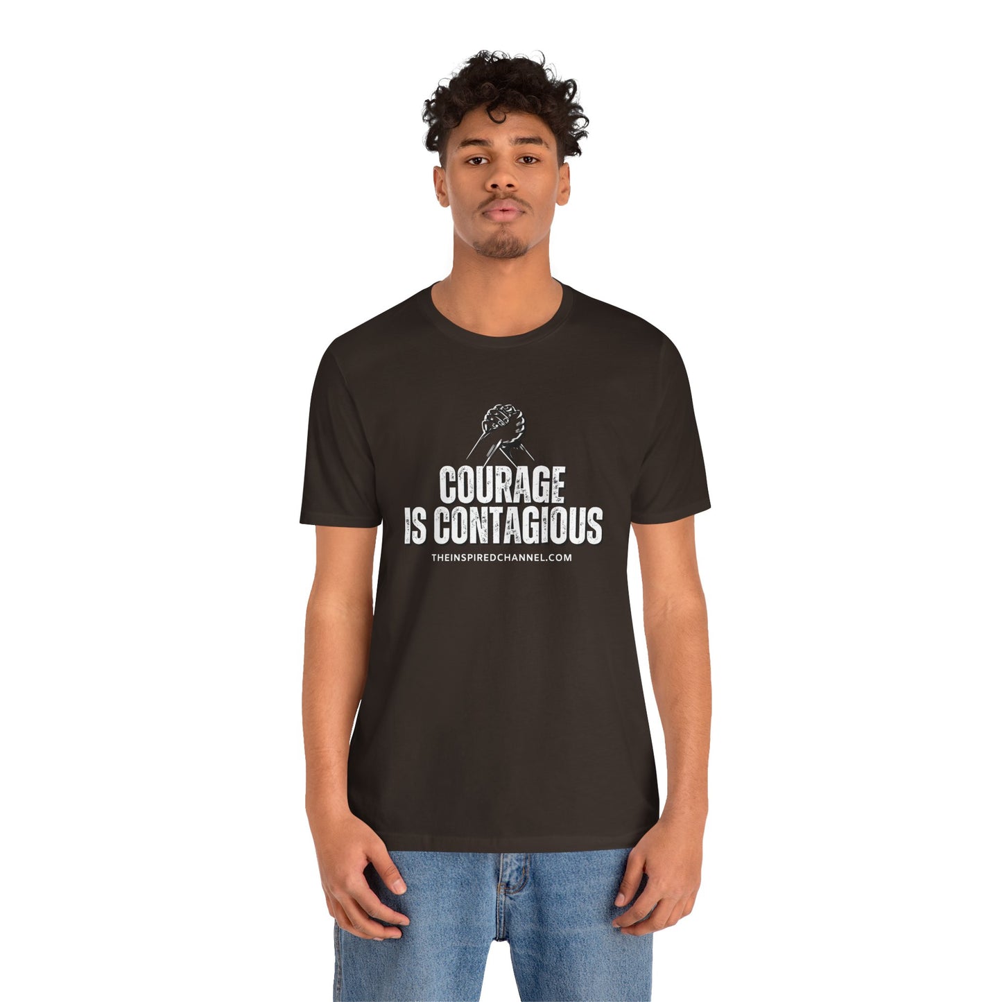 INSPIRED UNISEX Courage Is Contagious Jersey Short Sleeve Tee