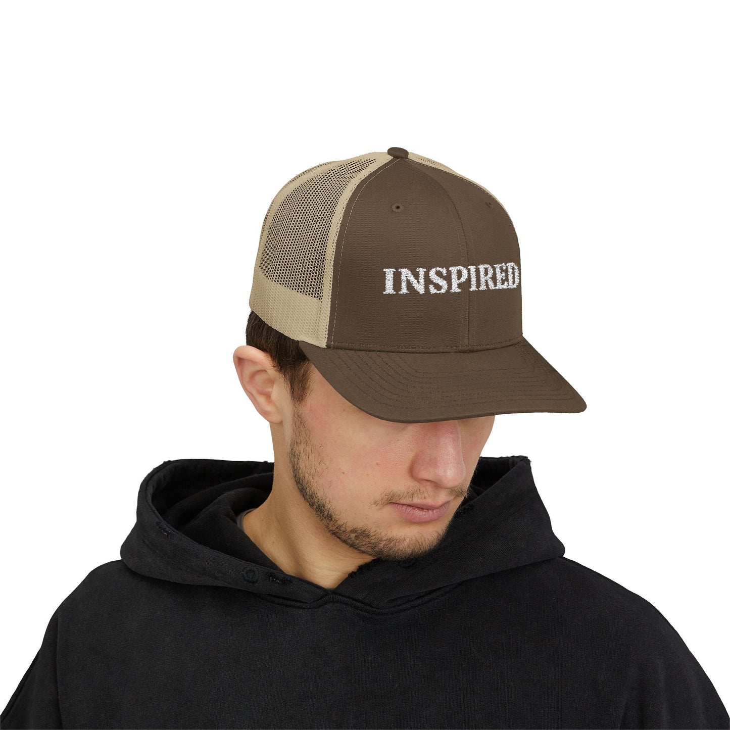 Inspired Snapback Trucker Cap — Rhinestone 'INSPIRED' Mesh Hat
