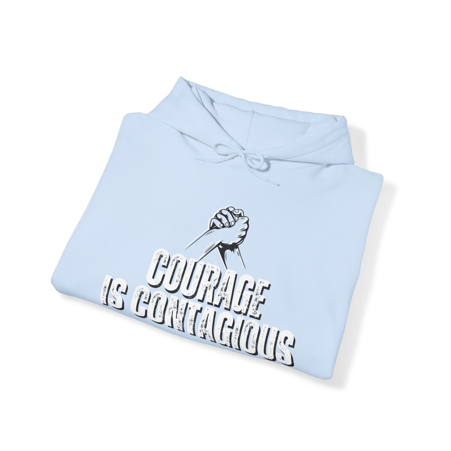 INSPIRED Women Courage is Contagious Heavy Blend Hooded Sweatshirt