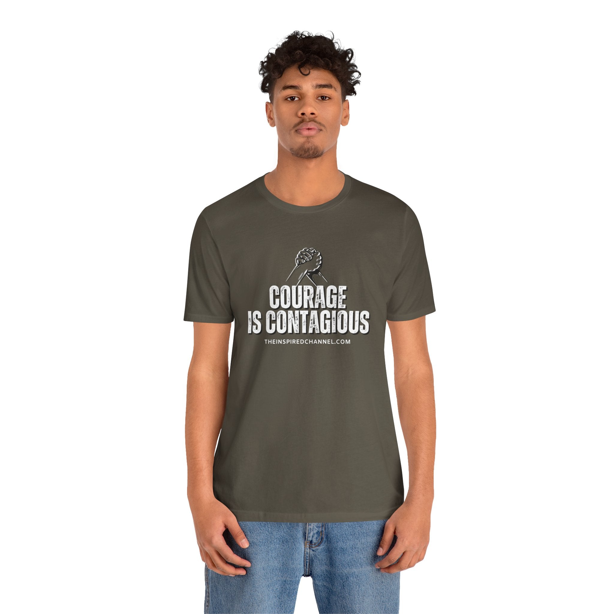 INSPIRED UNISEX Courage Is Contagious Jersey Short Sleeve Tee