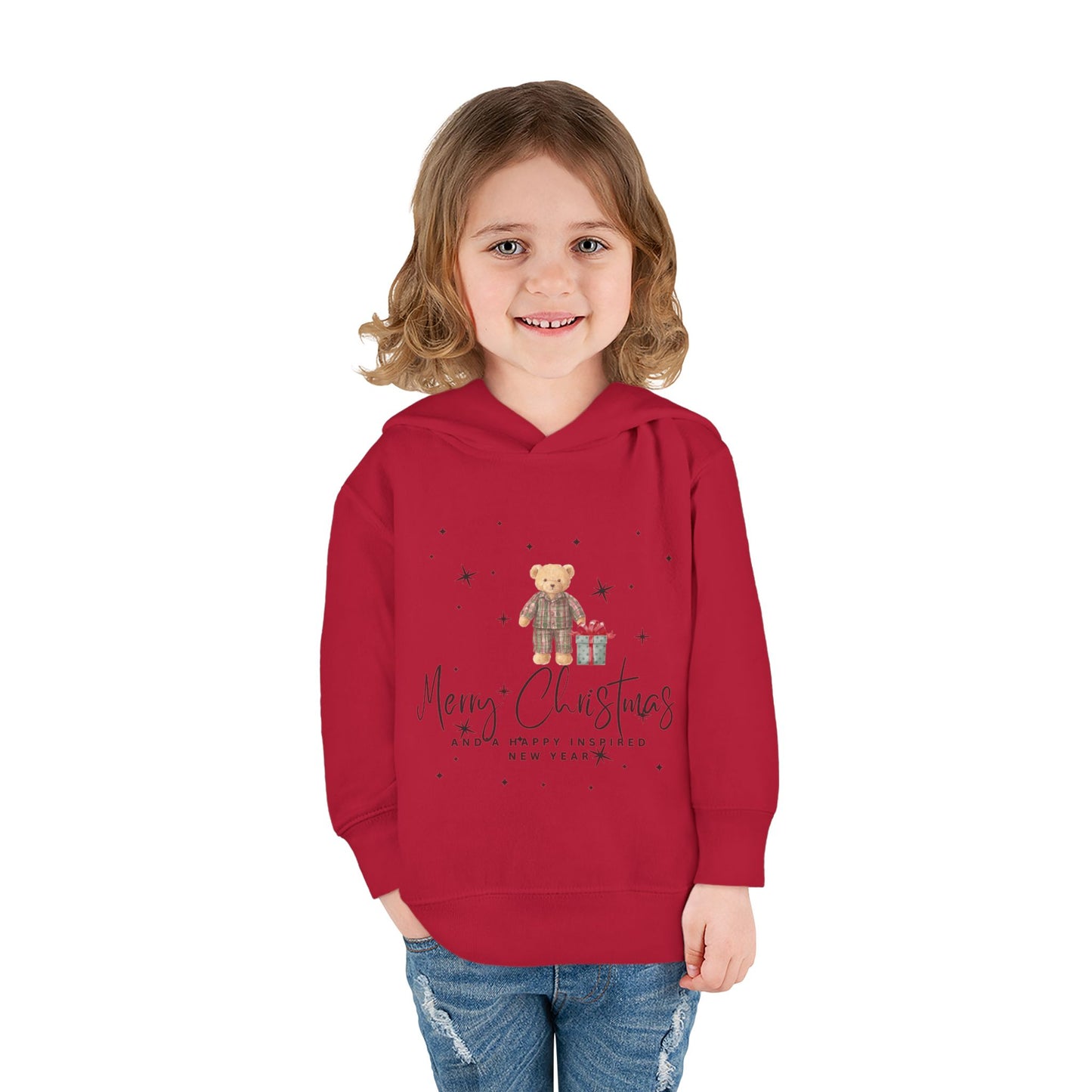 INSPIRED Toddler Hoodie - Merry Christmas Teddy Bear Holiday
