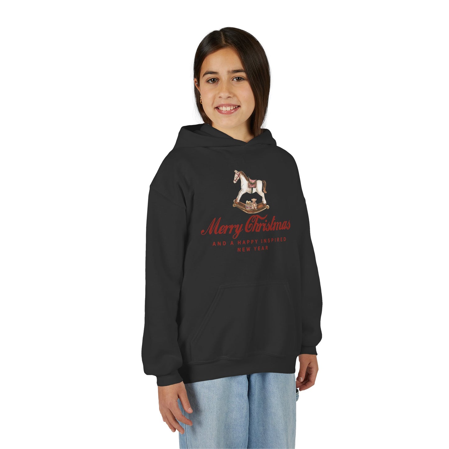 INSPIRED Youth Christmas Horse Holiday Hoodie