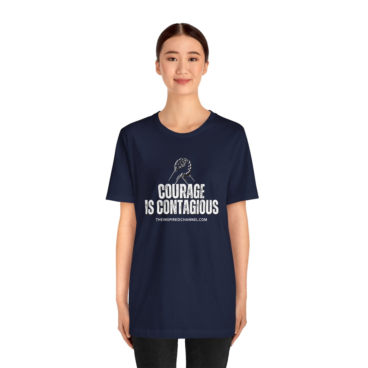 INSPIRED UNISEX Courage Is Contagious Jersey Short Sleeve Tee