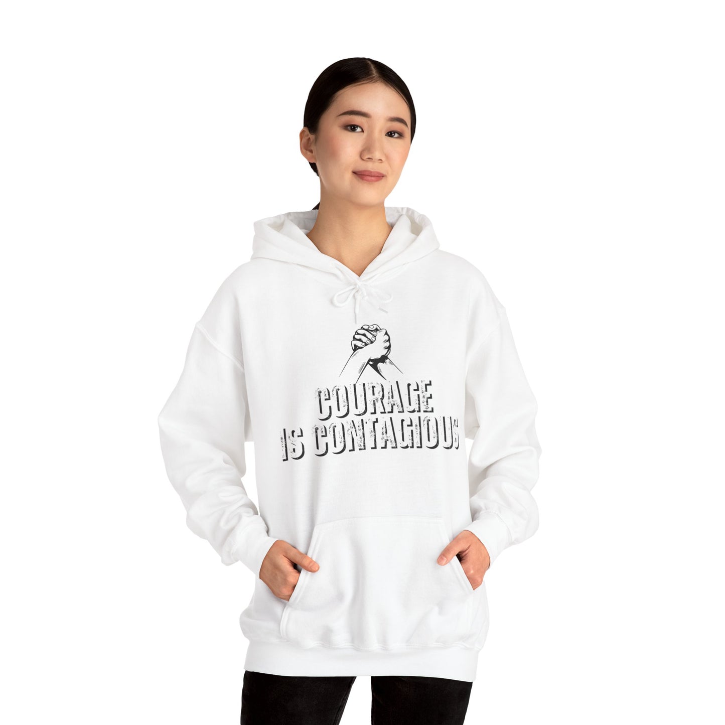 INSPIRED Women Courage is Contagious Heavy Blend Hooded Sweatshirt