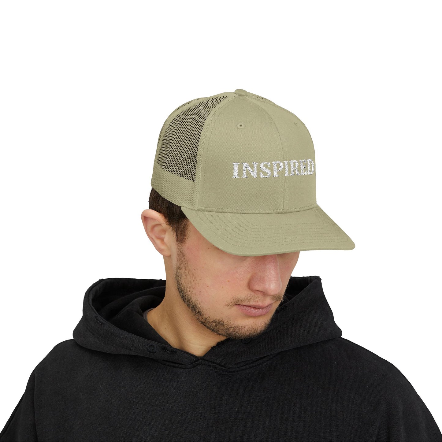 Inspired Snapback Trucker Cap — Rhinestone 'INSPIRED' Mesh Hat