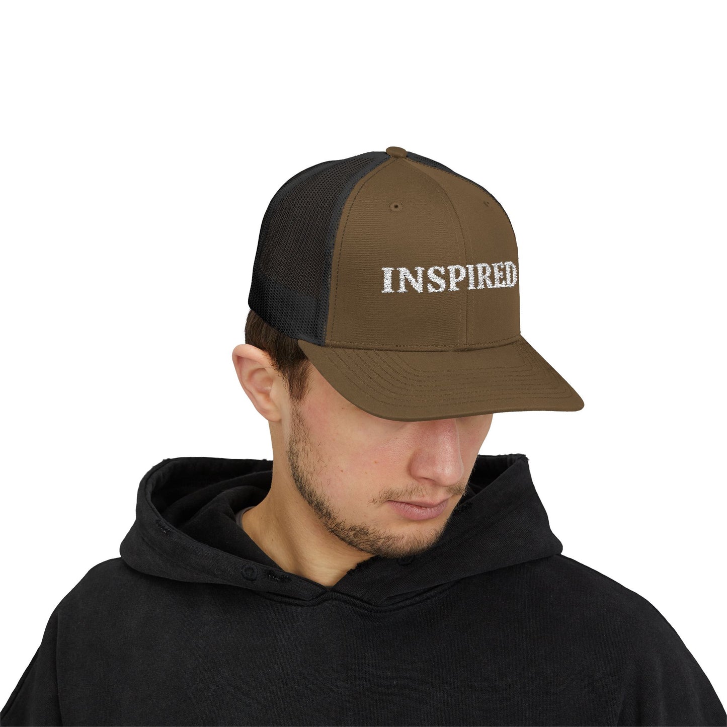 Inspired Snapback Trucker Cap — Rhinestone 'INSPIRED' Mesh Hat