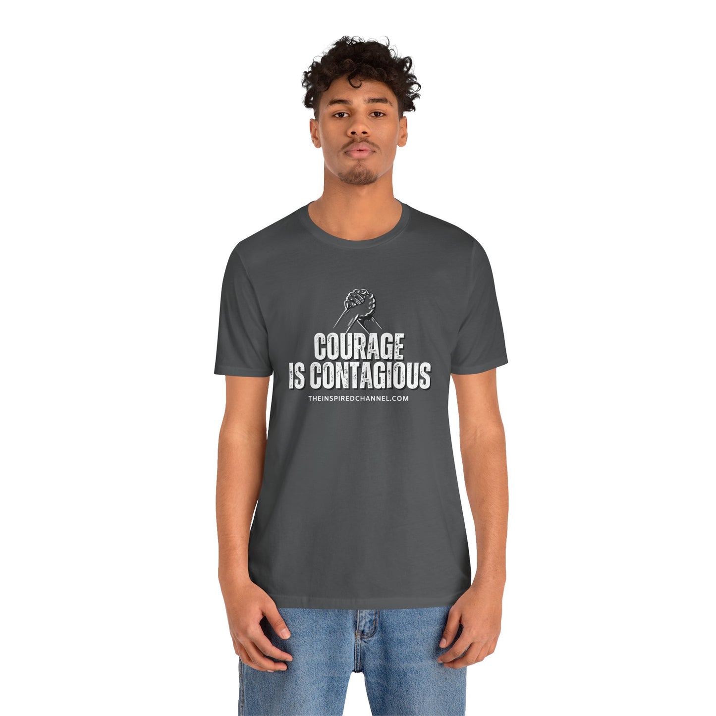 INSPIRED UNISEX Courage Is Contagious Jersey Short Sleeve Tee