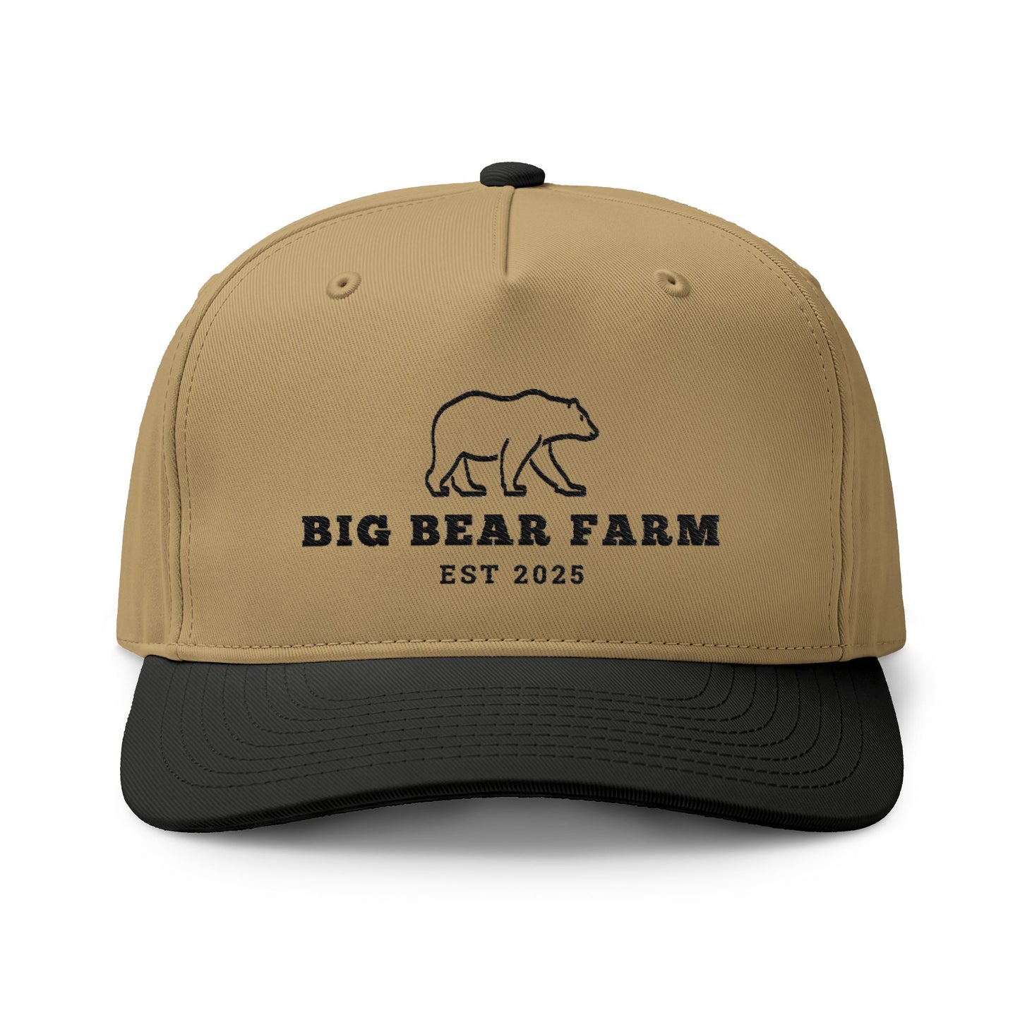 INSPIRED Big Bear Farm Two-Tone Cap — Embroidered Bear Logo Dad Hat (Est. 2025)