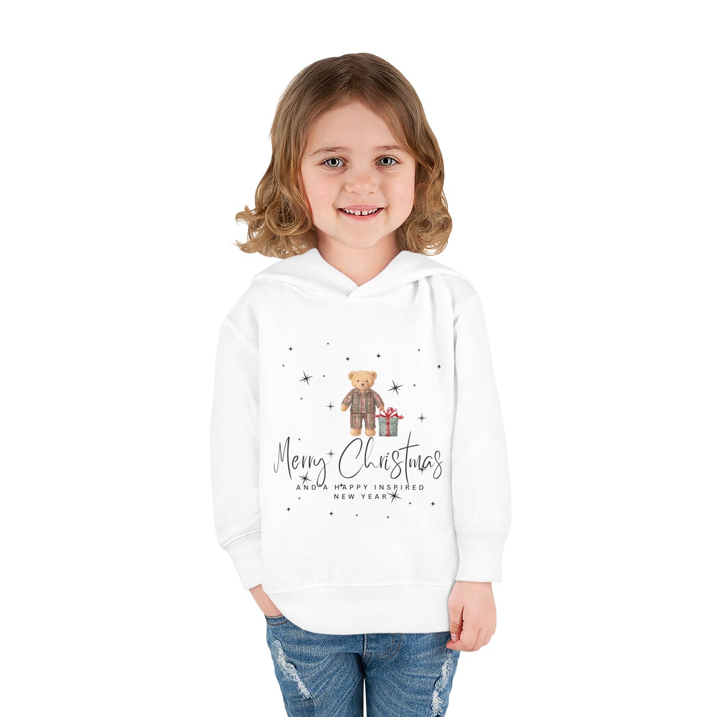 INSPIRED Toddler Hoodie - Merry Christmas Teddy Bear Holiday