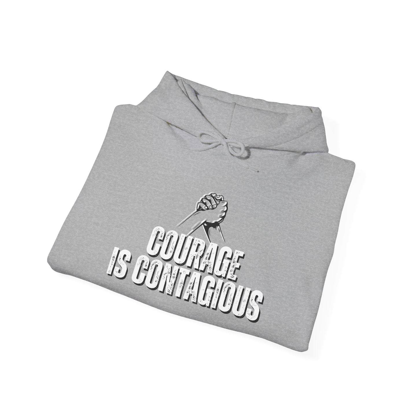 INSPIRED UNISEX Courage is Contagious Heavy Blend Hooded Sweatshirt