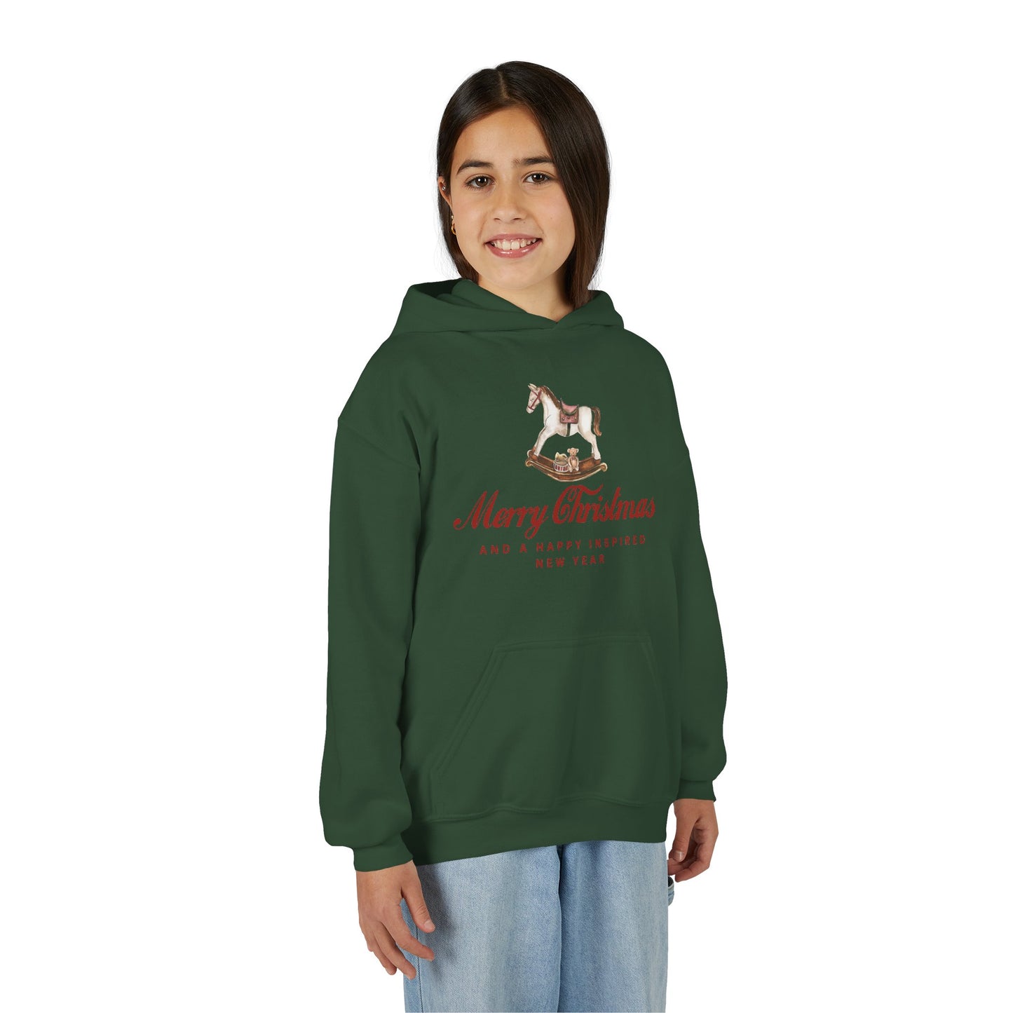 INSPIRED Youth Christmas Horse Holiday Hoodie