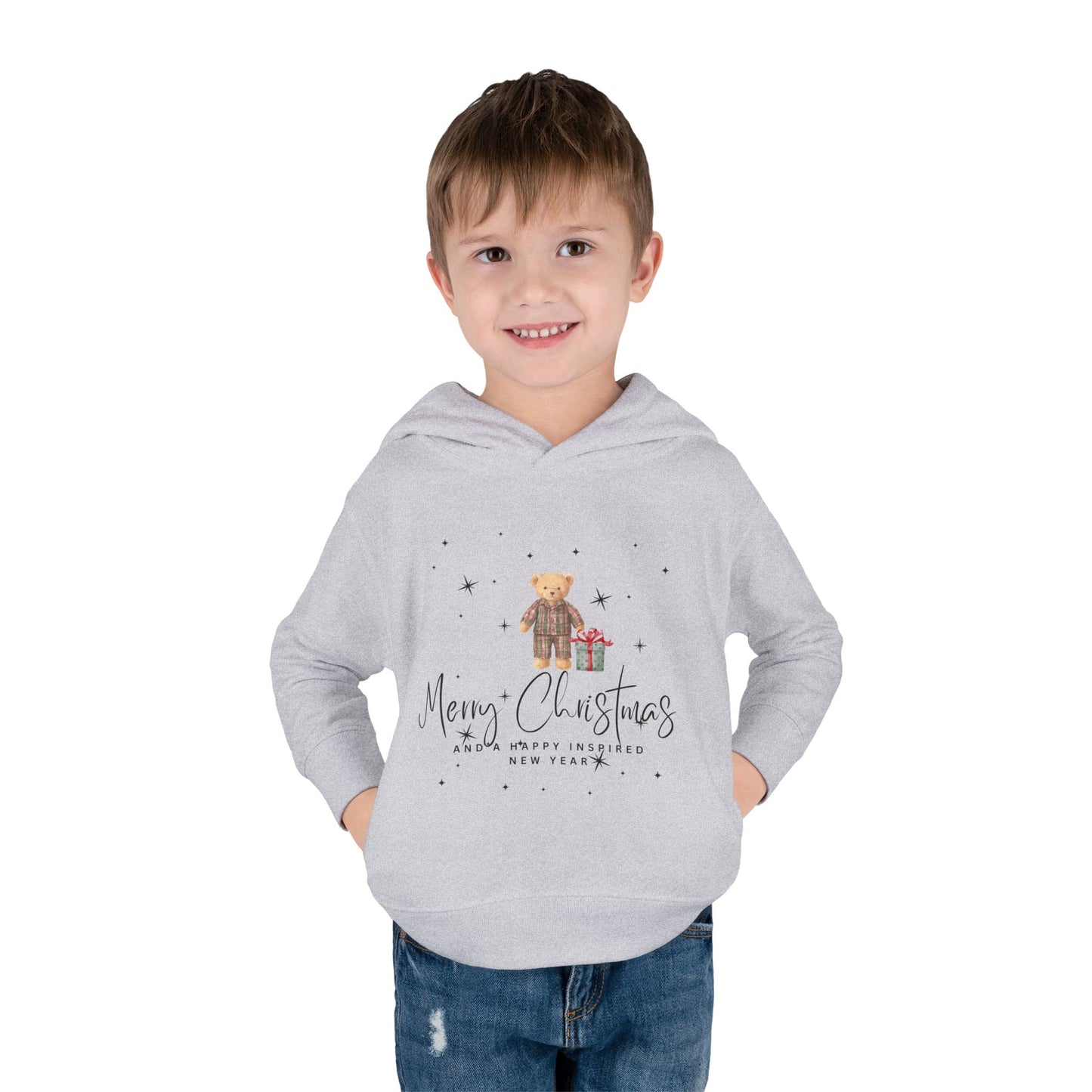 INSPIRED Toddler Hoodie - Merry Christmas Teddy Bear Holiday