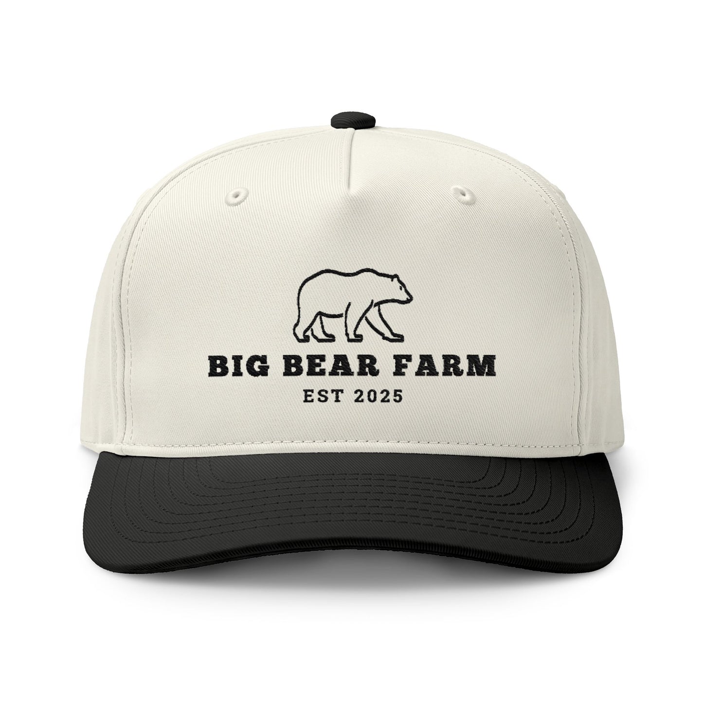 INSPIRED Big Bear Farm Two-Tone Cap — Embroidered Bear Logo Dad Hat (Est. 2025)