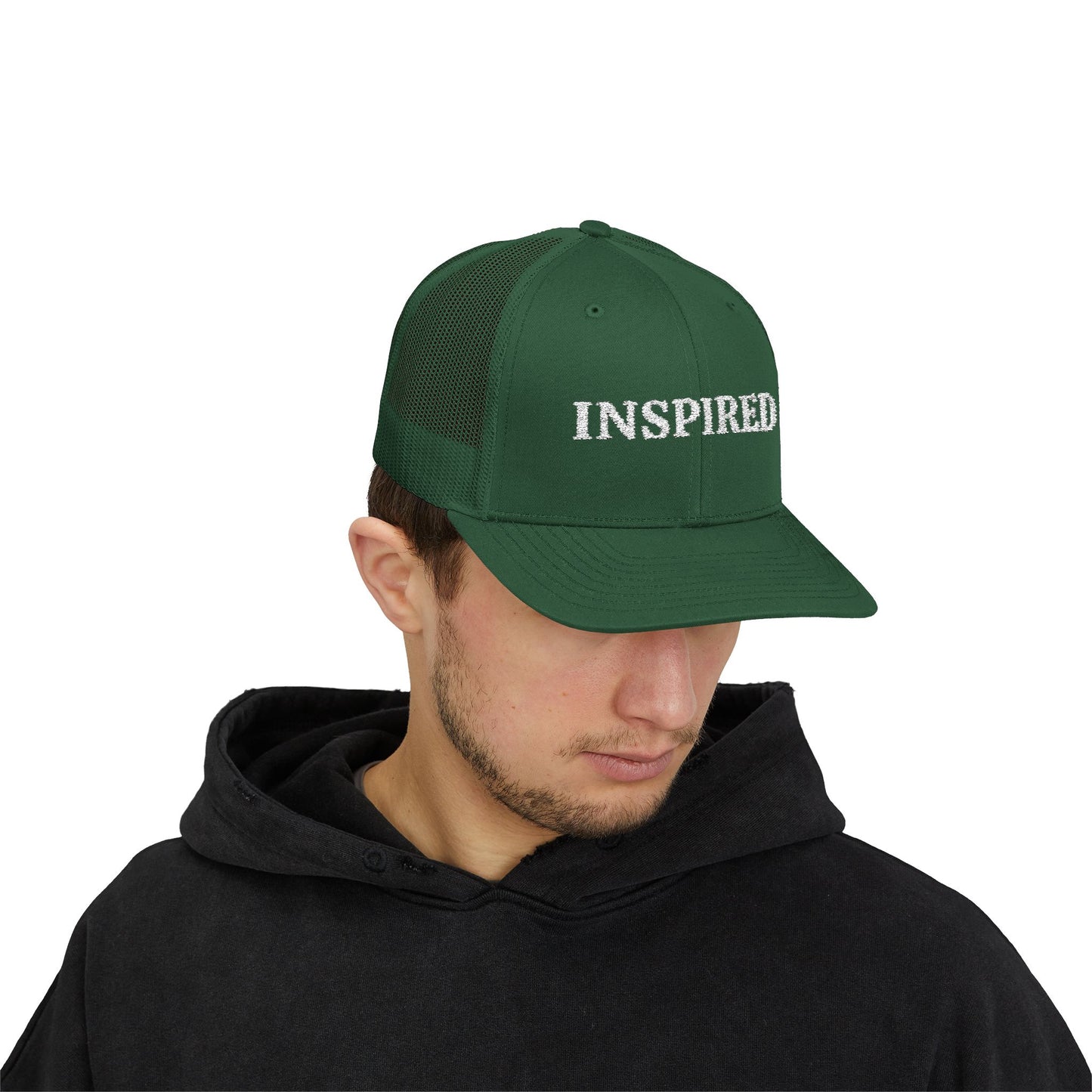 Inspired Snapback Trucker Cap — Rhinestone 'INSPIRED' Mesh Hat